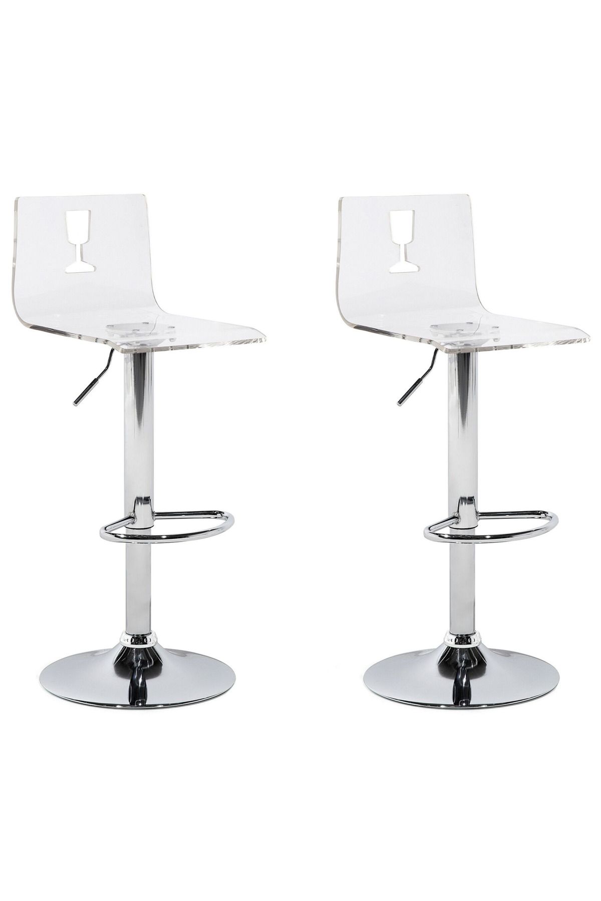 BELIANI BUSAN Şeffaf Döner Bar Sandalyesi 2'li Set, 57–79 cm Ayarlı, Akrilik, Modern Tasarım