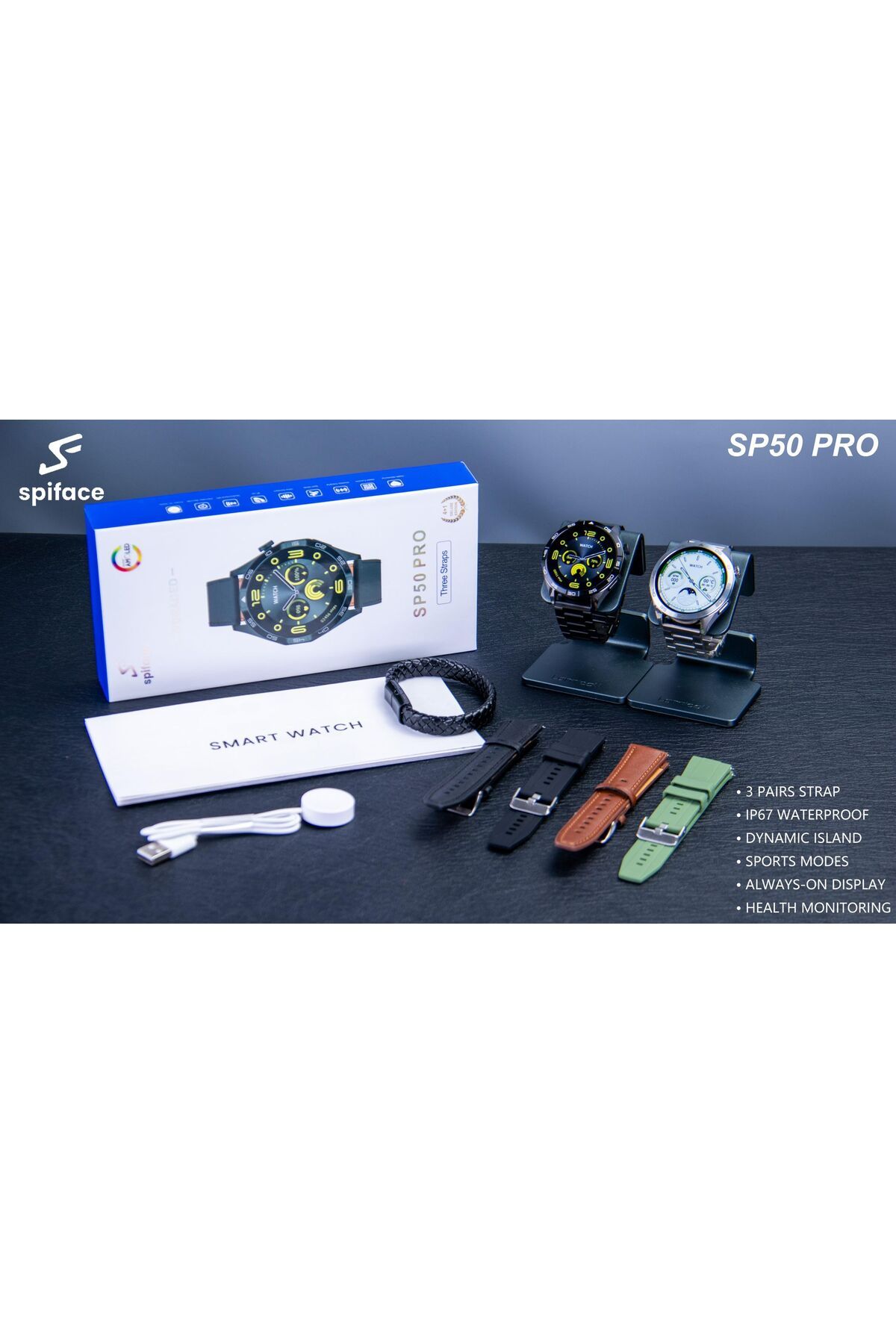Marka Aksesuar 3 KORDONLU SPİFACE SP50 PRO -İOS UYUMLU BİLDİRİM GÖRME KONUŞMA ÖZELLİKLİ Akıllı Saat