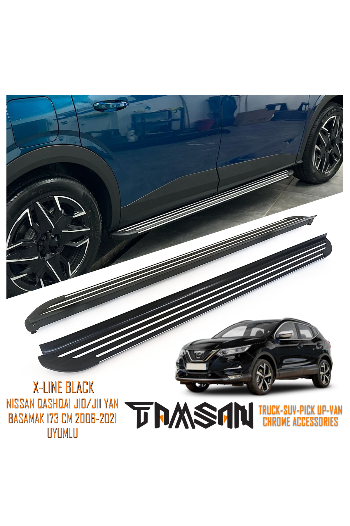 パーツ NISSAN MOCO H22 (Long Shaken) TAMSAN NISSAN QASHQAI J12 X-LINE MODEL YAN BASAMAK SIYAH 183 CM