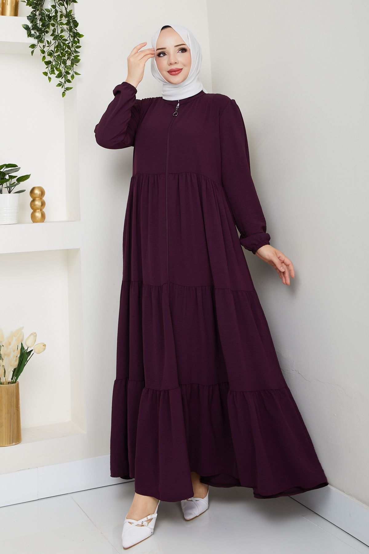 Pamuk Butik Kadın Fermuar Kapamalı Ferace