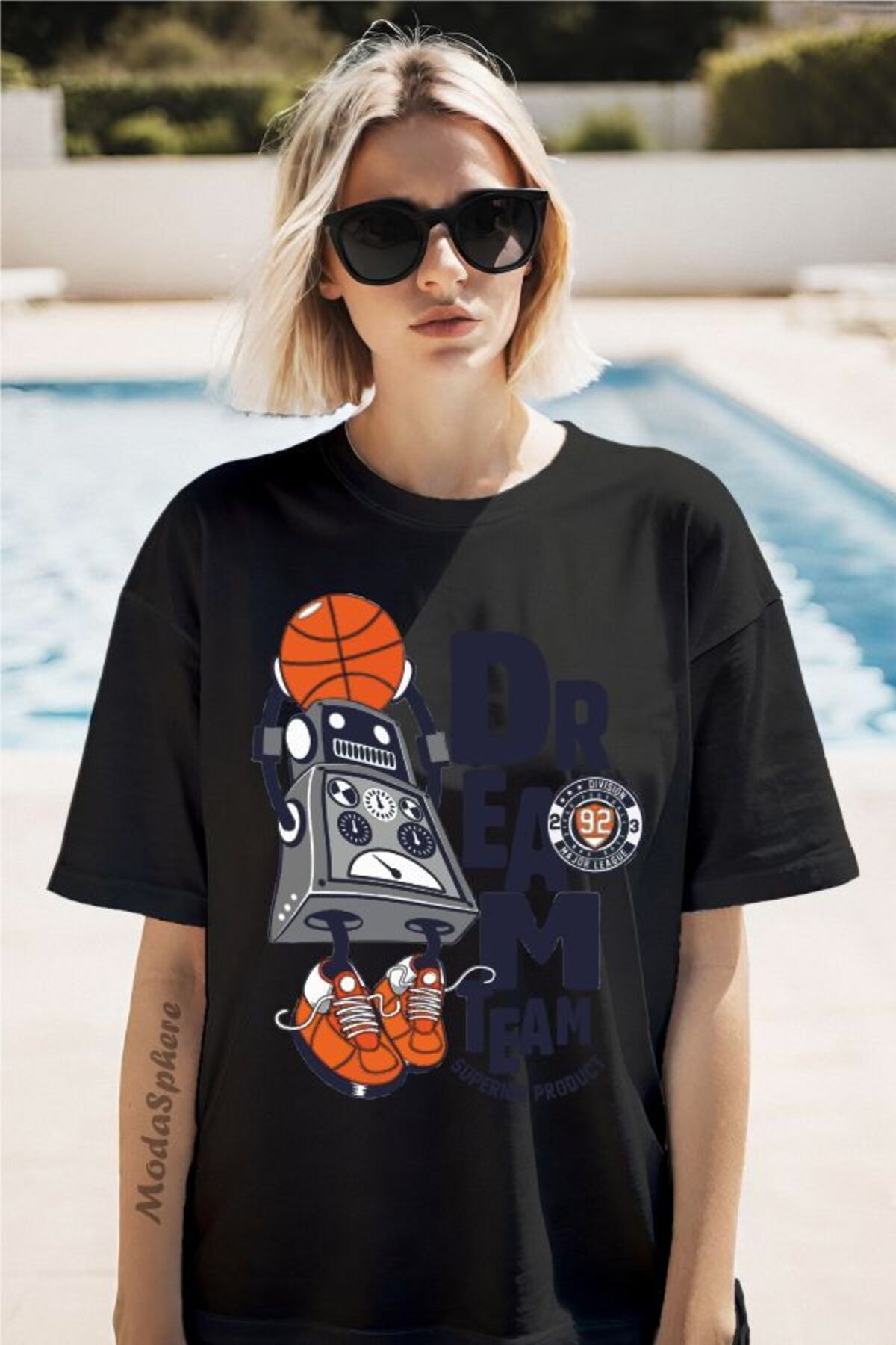ModaSphere Dream Time Baskılı Kısa Kollu Oversize Tişört