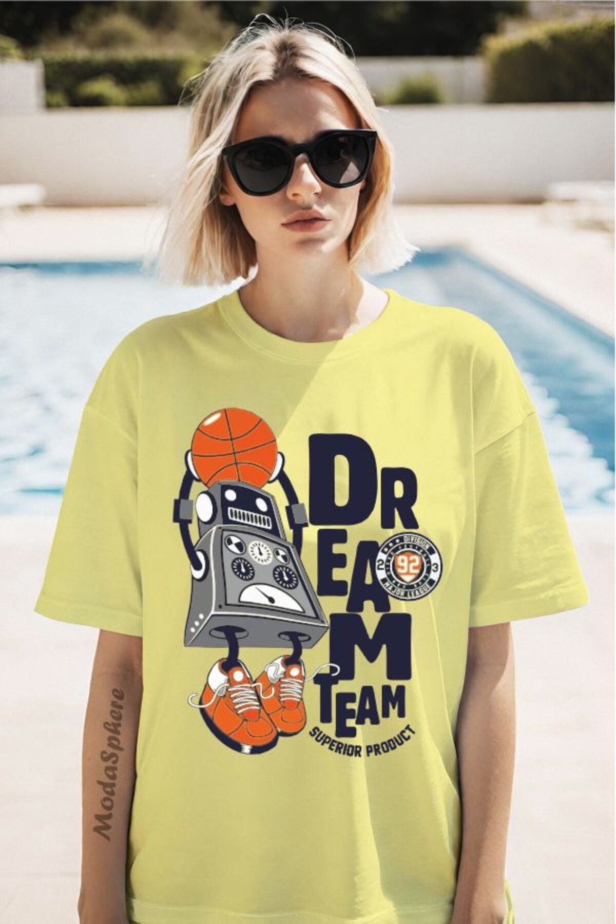 ModaSphere Dream Time Baskılı Kısa Kollu Oversize Tişört