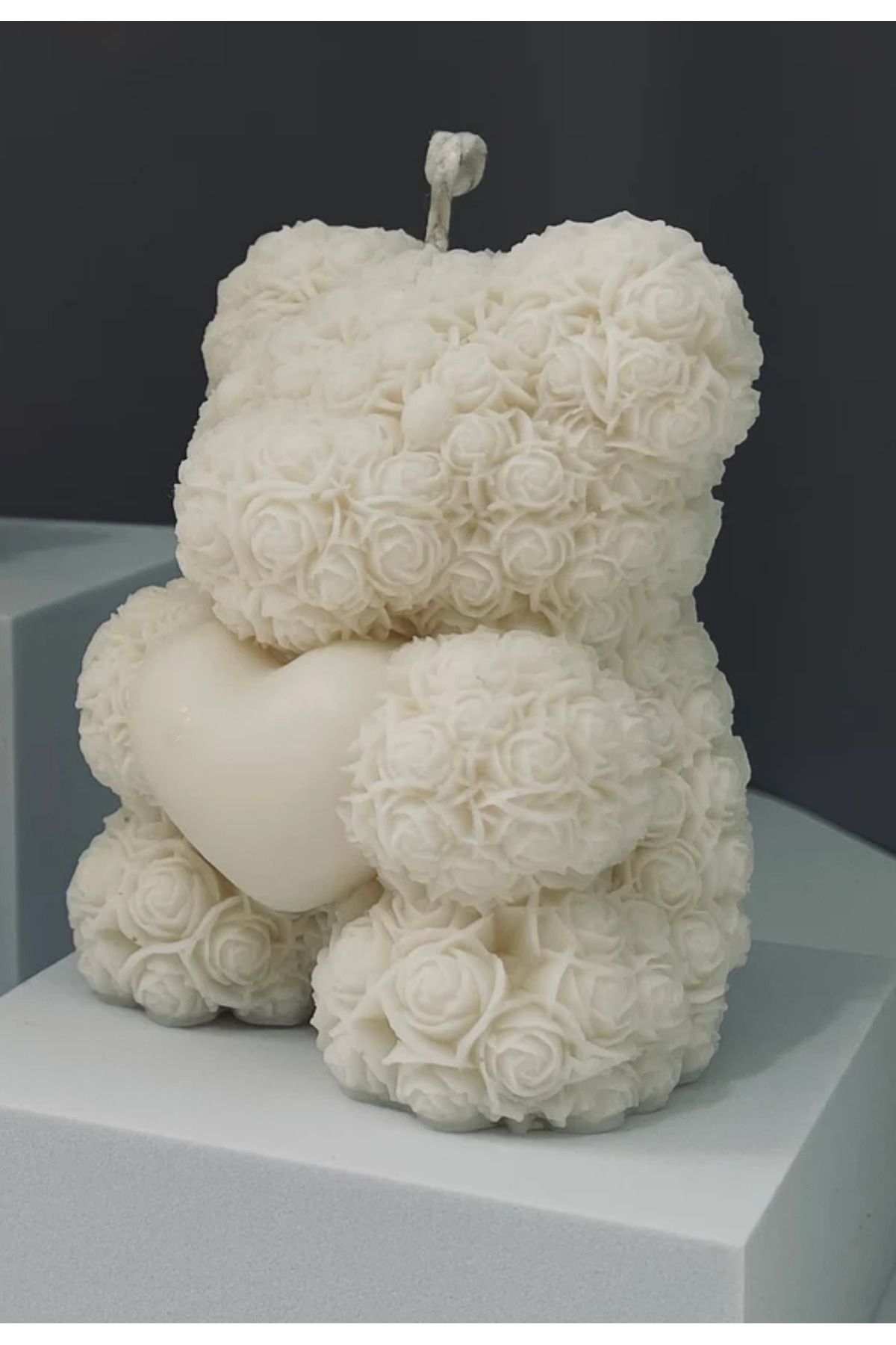 JUSTAR Dekoratif Büyük Boy Çiçekli Ayıcık Mum Teddy Bear - Özel Günler İçin Hediye