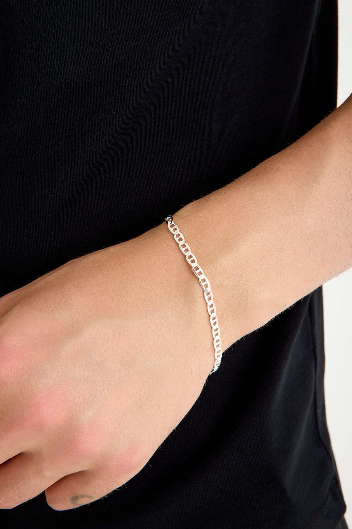 ANDA 925 Ayar Gümüş Unisex Barlı Bileklik 4 mm