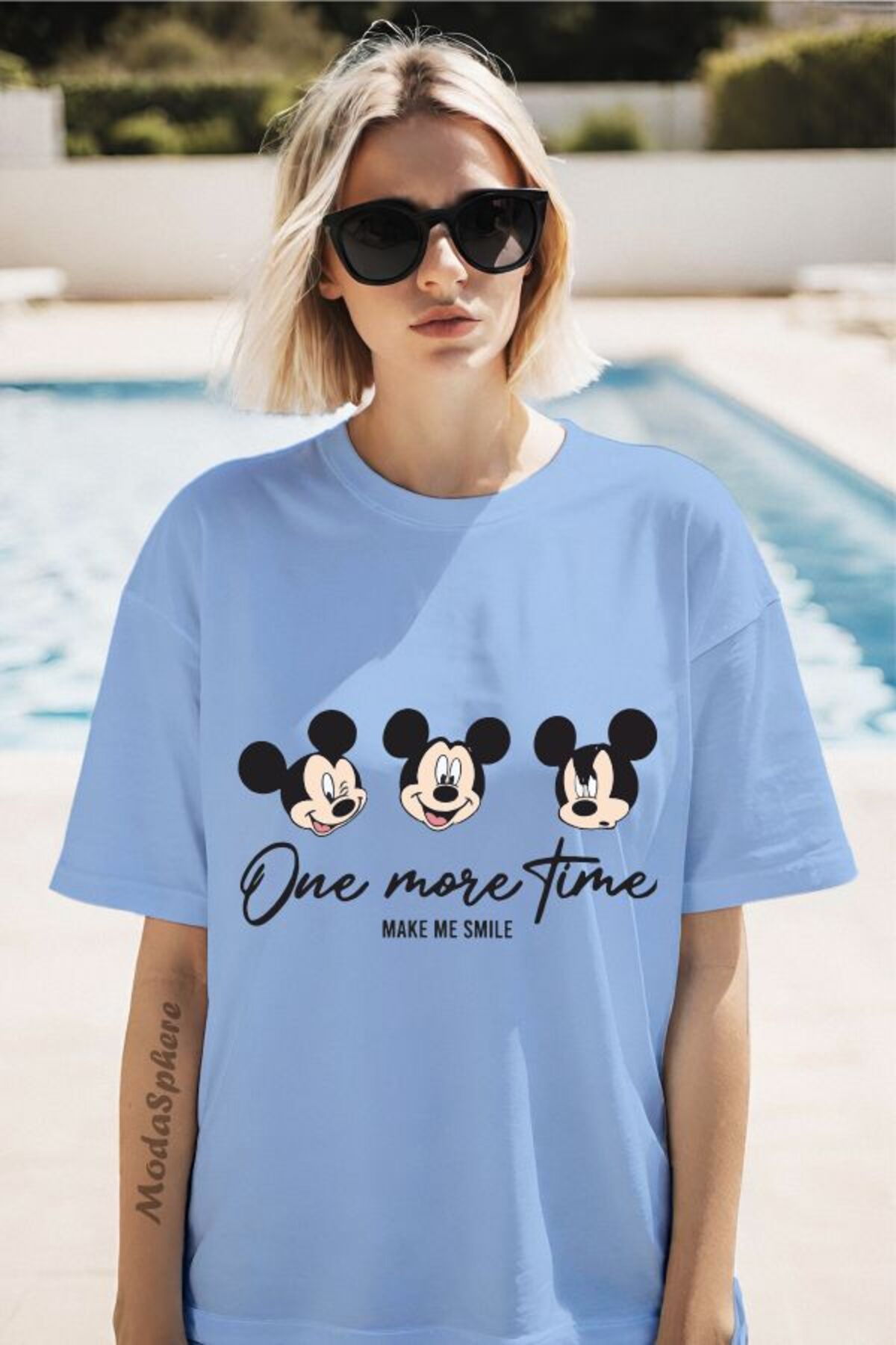 ModaSphere One More Time Baskılı Unisex Oversize Tişört