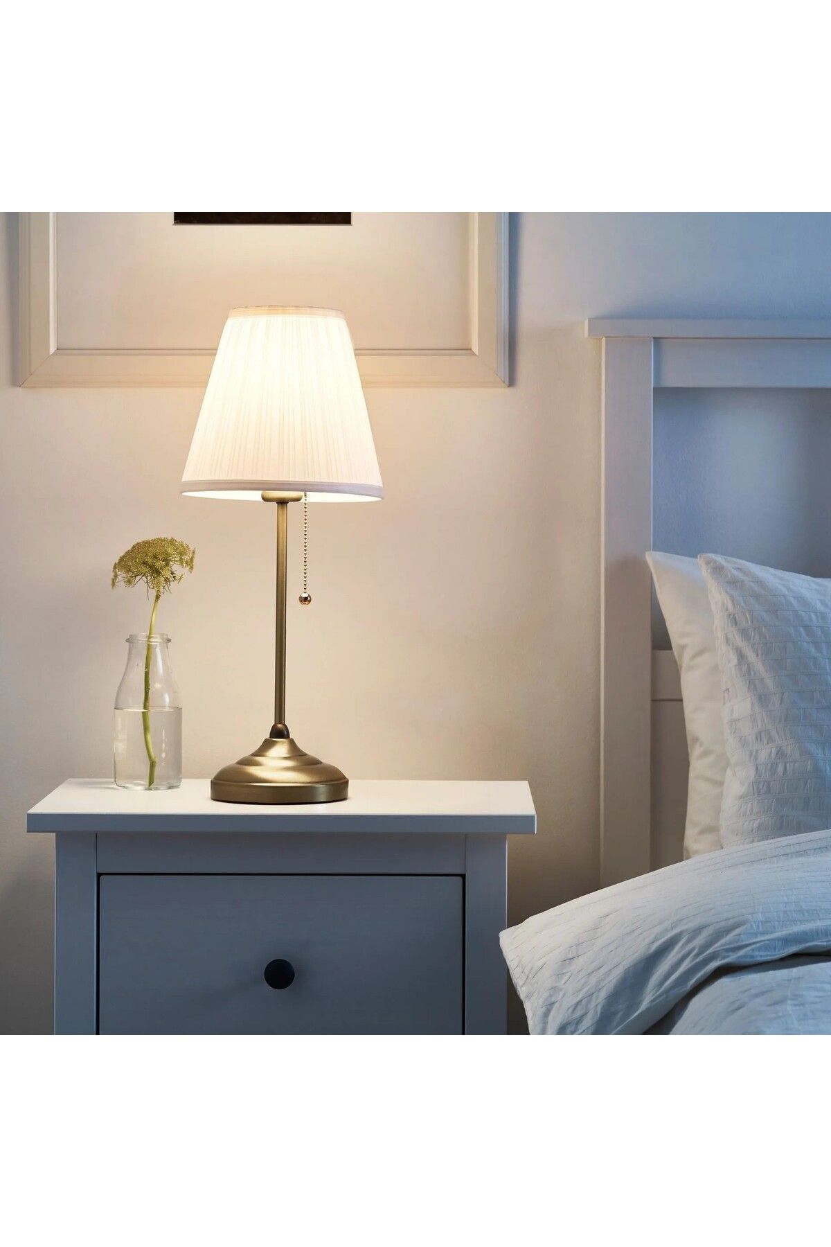 IKEA QUALİTY Başucu Gece Lambası Yükseklik 55 Cm İkea Abajur Çelik Dekoratif Ayaklı Lamba Pirinç Rengi
