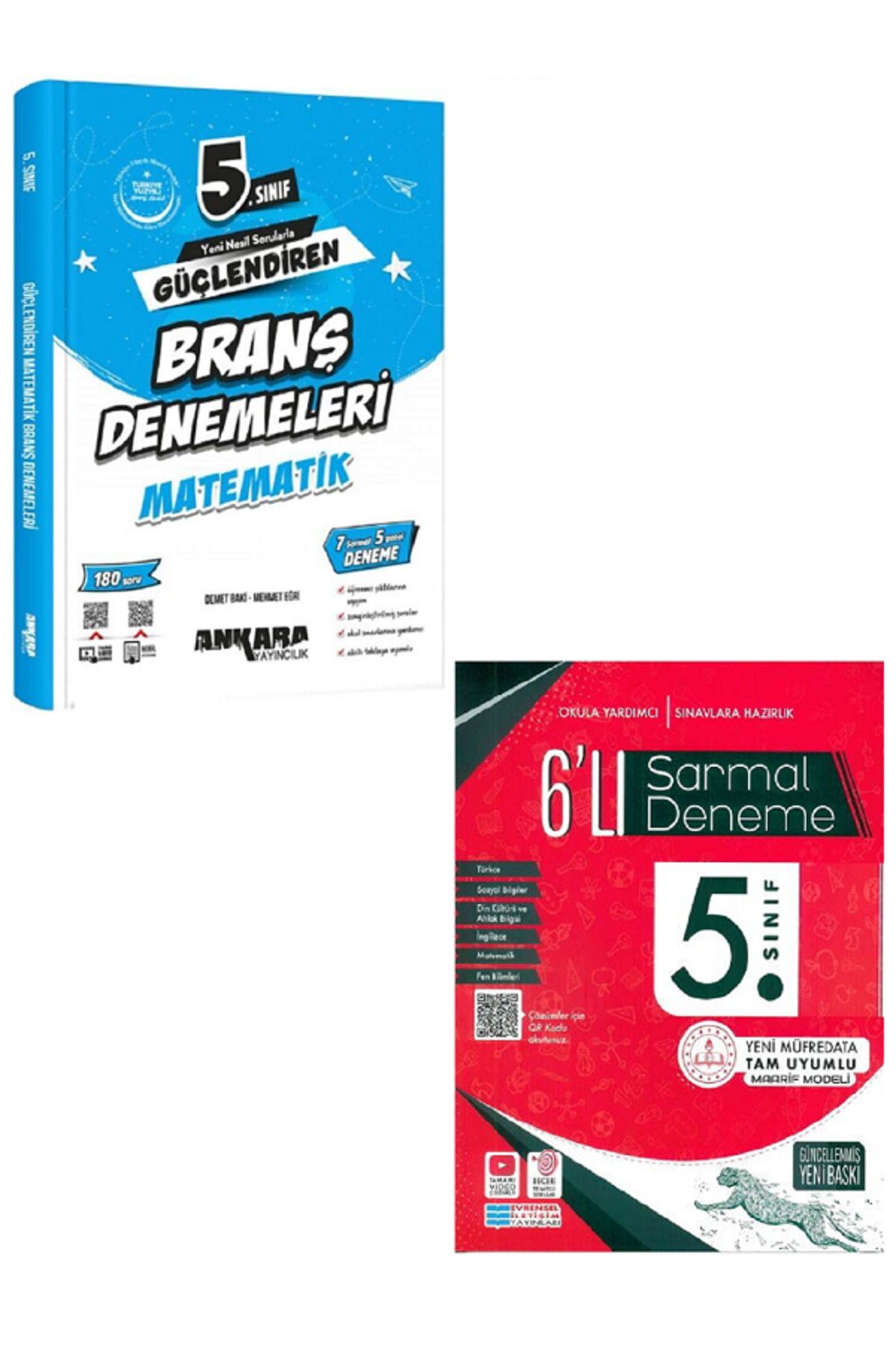 Evrensel İletişim Yayınları 5.Sınıf Ankara Güçlendiren Matematik Branş Denemeleri + Evrensel 6'Lı Sarmal Deneme / 2 KİTAP