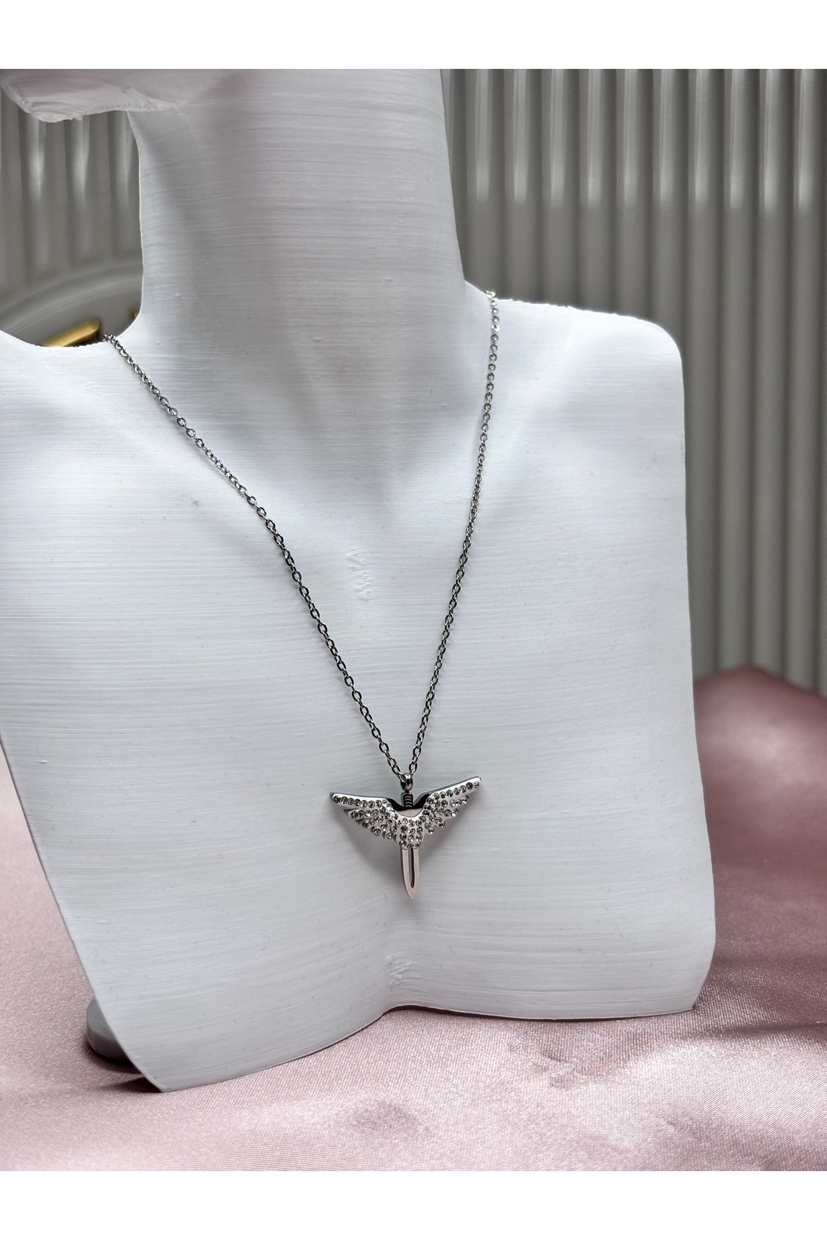 Glamour Melek uçlu silver GG ÇELİK KOLYE