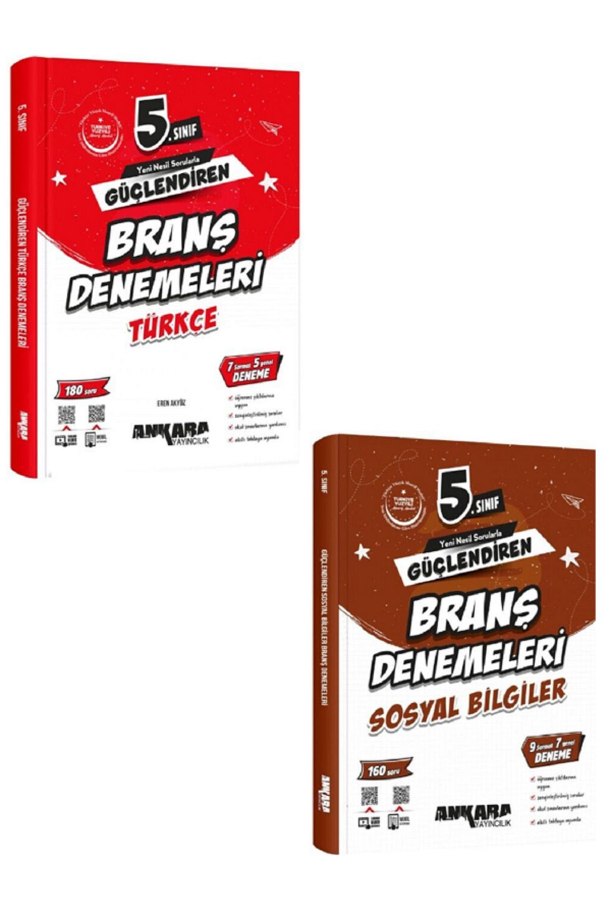 Evrensel İletişim Yayınları 5.Sınıf Ankara Güçlendiren Türkçe + Sosyal Bilgiler Branş Denemeleri / 340 Soru / YENİİ - 2 KİTAP