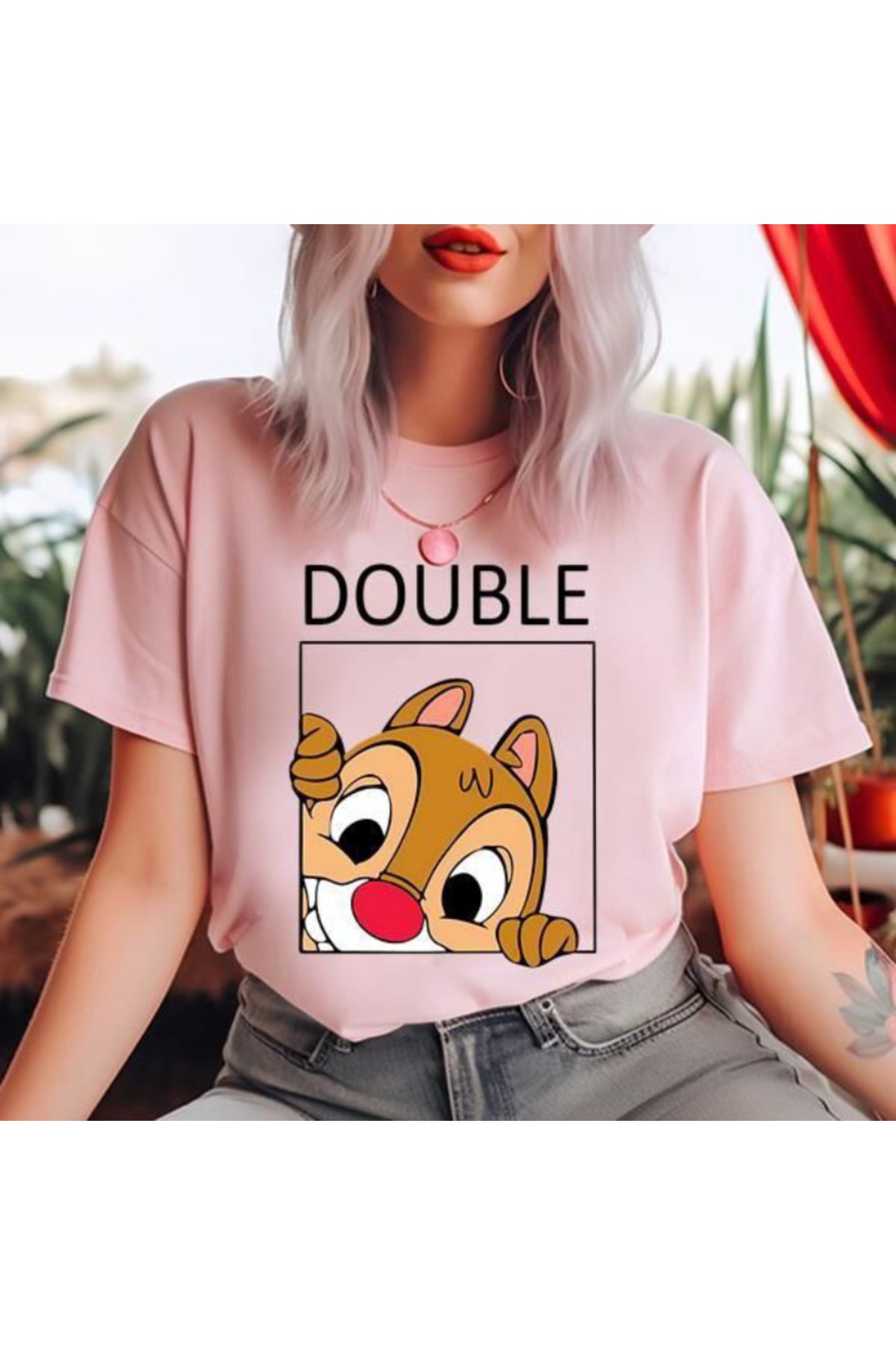 LUNAVISTA Animal Baskılı Bisiklet Yaka Kısa Kol T-shirt