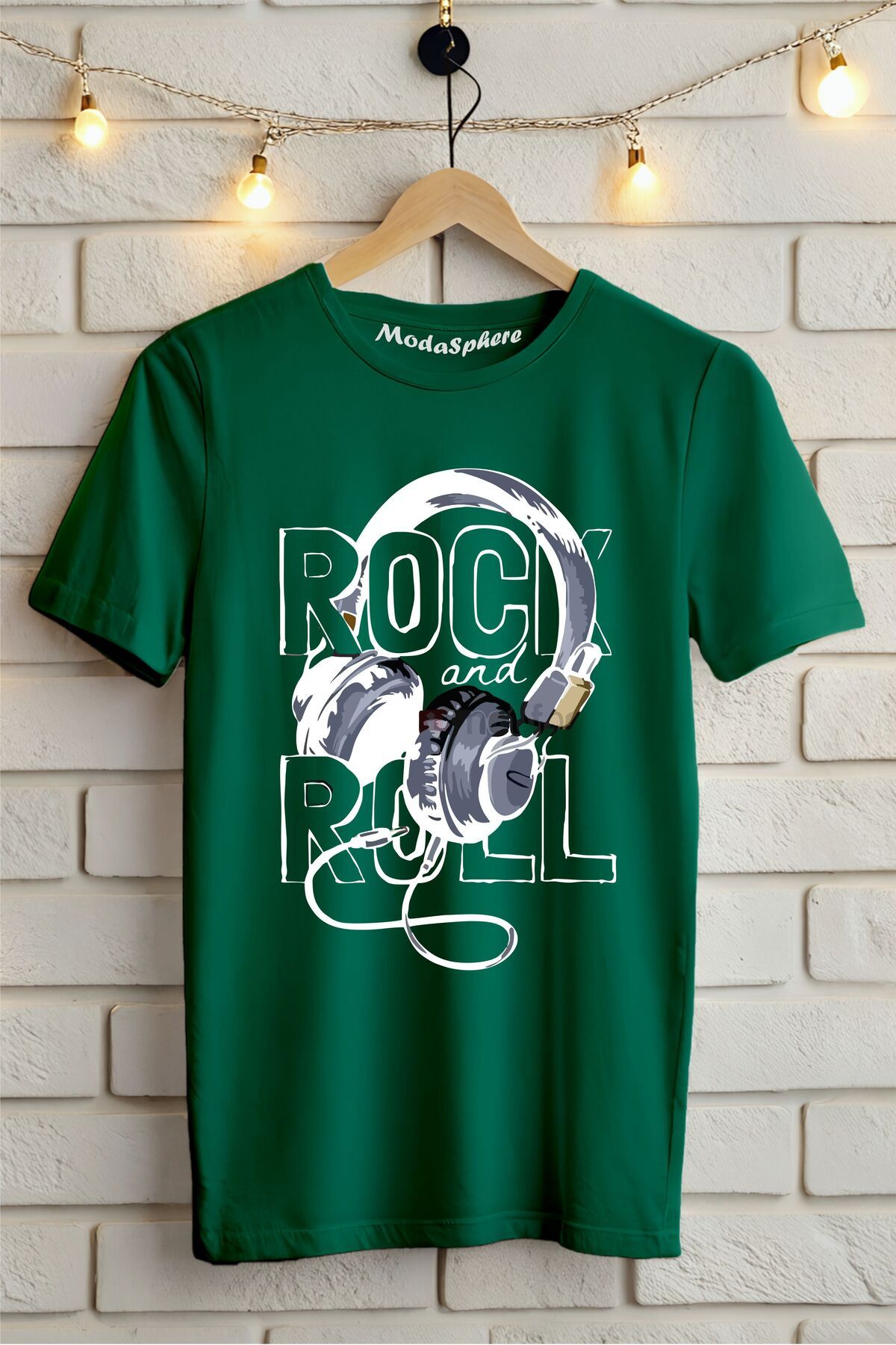 ModaSphere Rock and Roll Baskılı Unisex Tişört