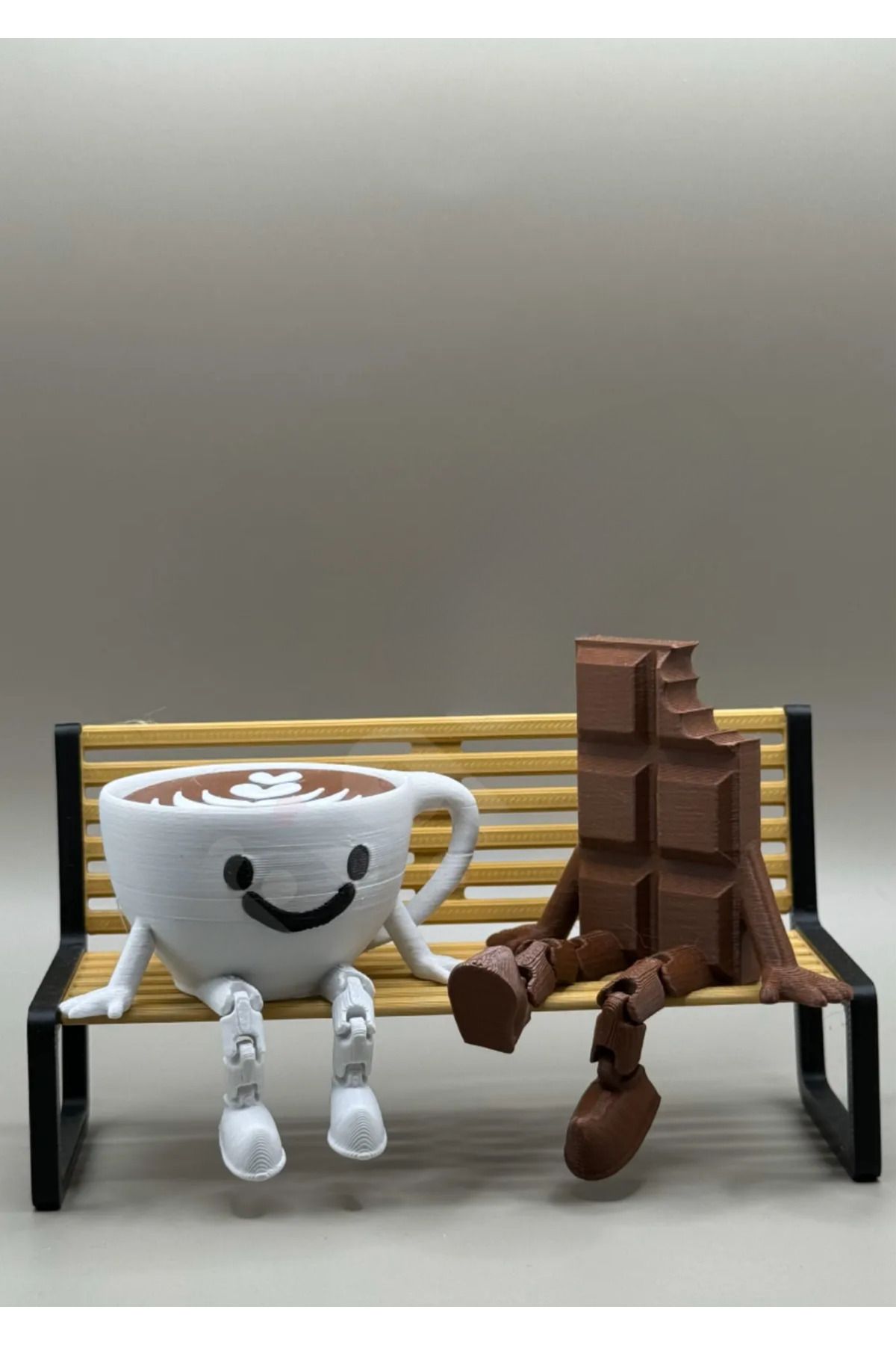 teknotrust Sevimli Mutfak Masa Dekor / Bank Üzerinde Çikolata Ve Espresso Biblo Seti / 3'lü Dekoratif Figür