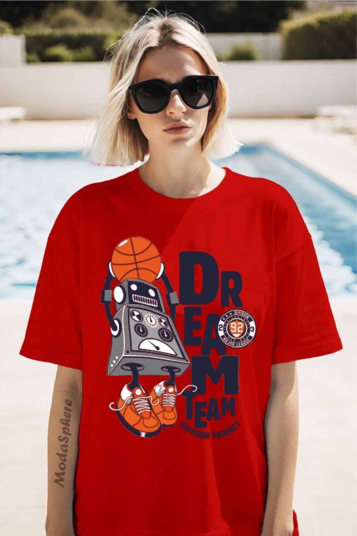 ModaSphere Dream Time Baskılı Kısa Kollu Oversize Tişört