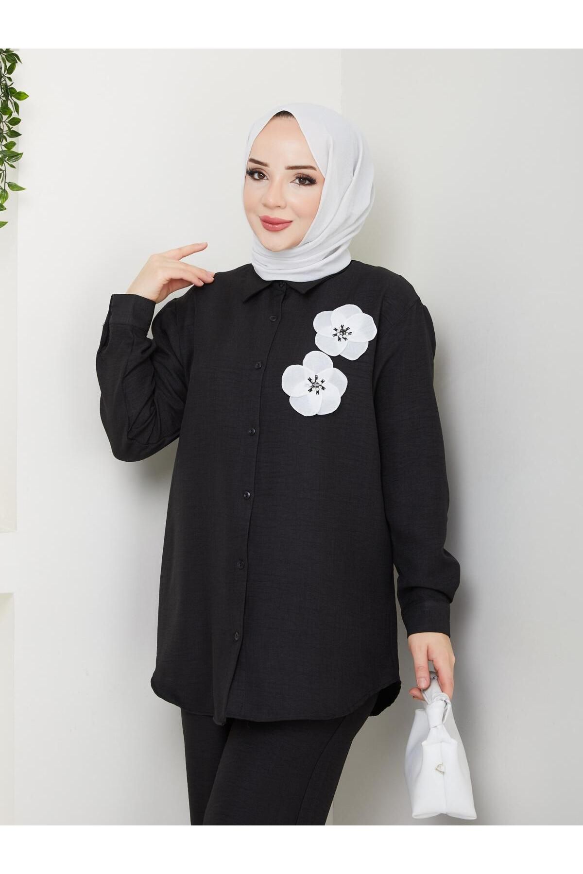 moda paketi Tesettür 2li Takım Keten Çiçek