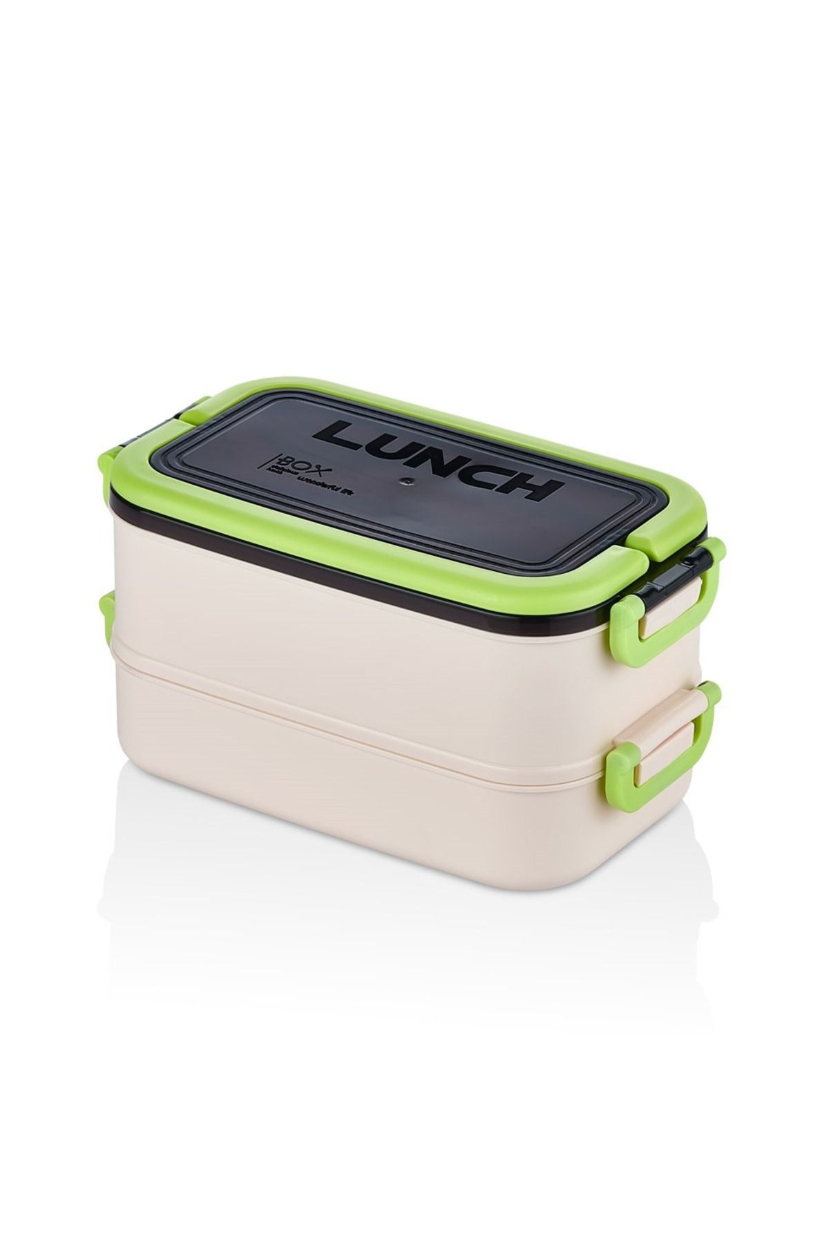 HOMEU-2-Tier Portable Food Container Lunch Box Lunch Box Storage Container Lunch Box with Fork and Spoon 1800ml 2
