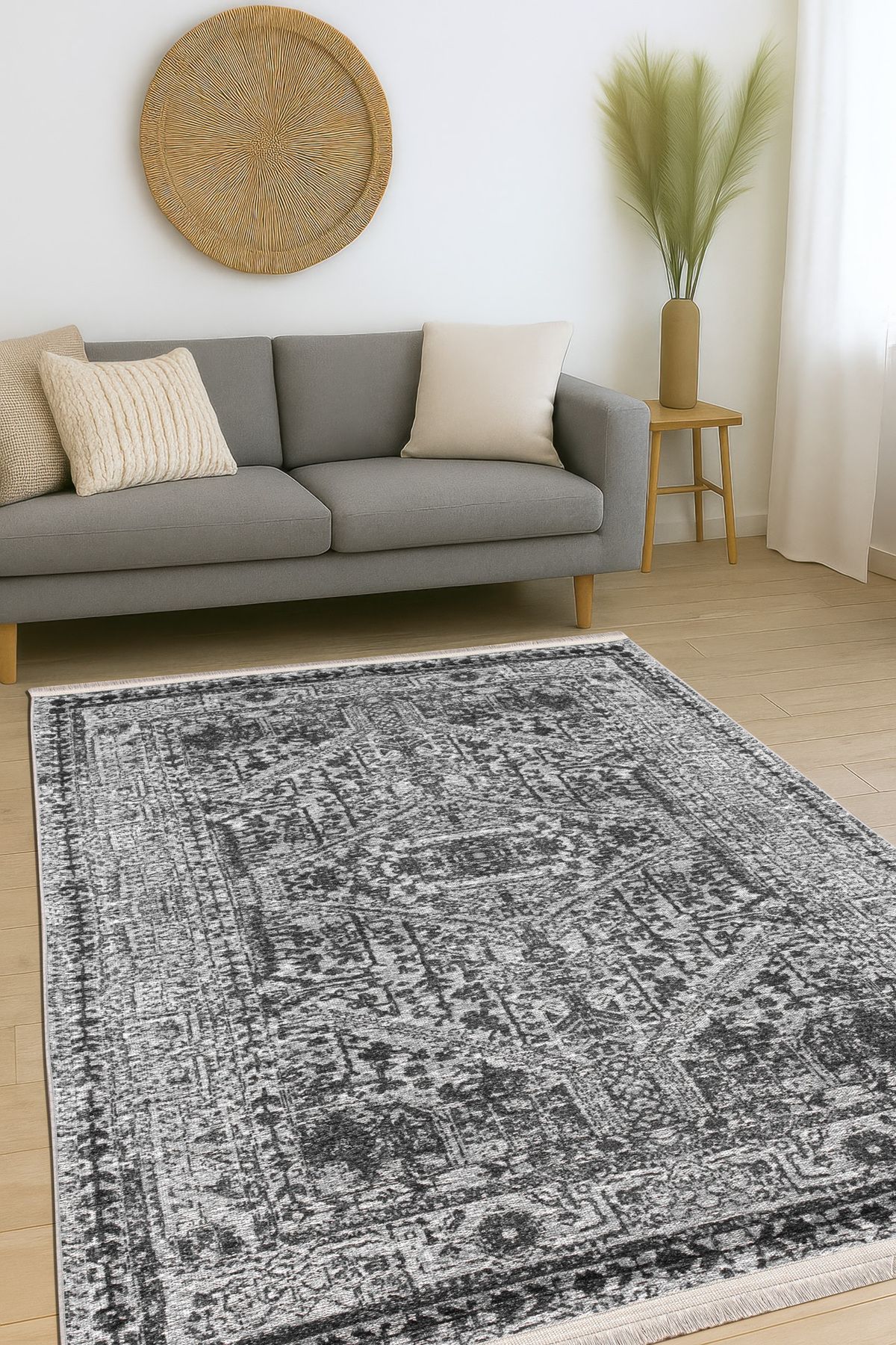 Massilia Home Sahra Halı Makinede Yıkanabilir Dokuma Şönil Kilim Etnik Eskitme Desen Vintage Ev Oda Halısı