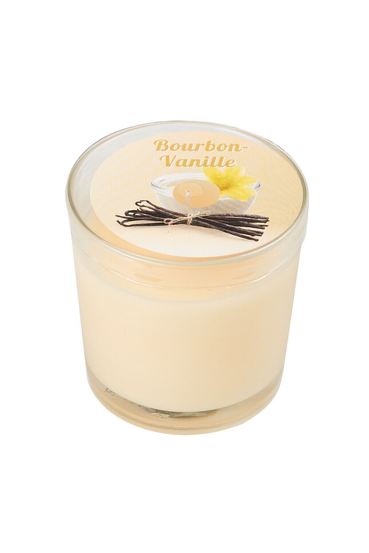 DEKORANLA Vanilya ve bourbon kokulu cam kavanoz mum, sakinleştirici ve hoş aroma