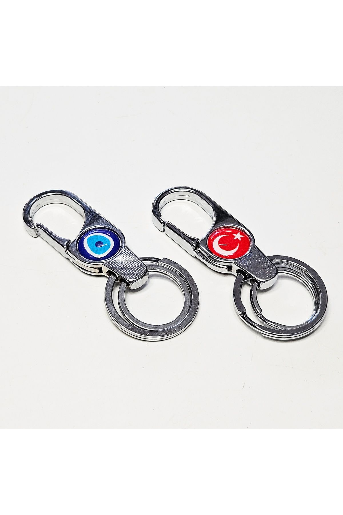 ÜNSA Anahtar Anahtarlık Nazar Boncuk Türk Bayrak Armalı Kemer Metal Anahtarlık-Çanta Aksessuar