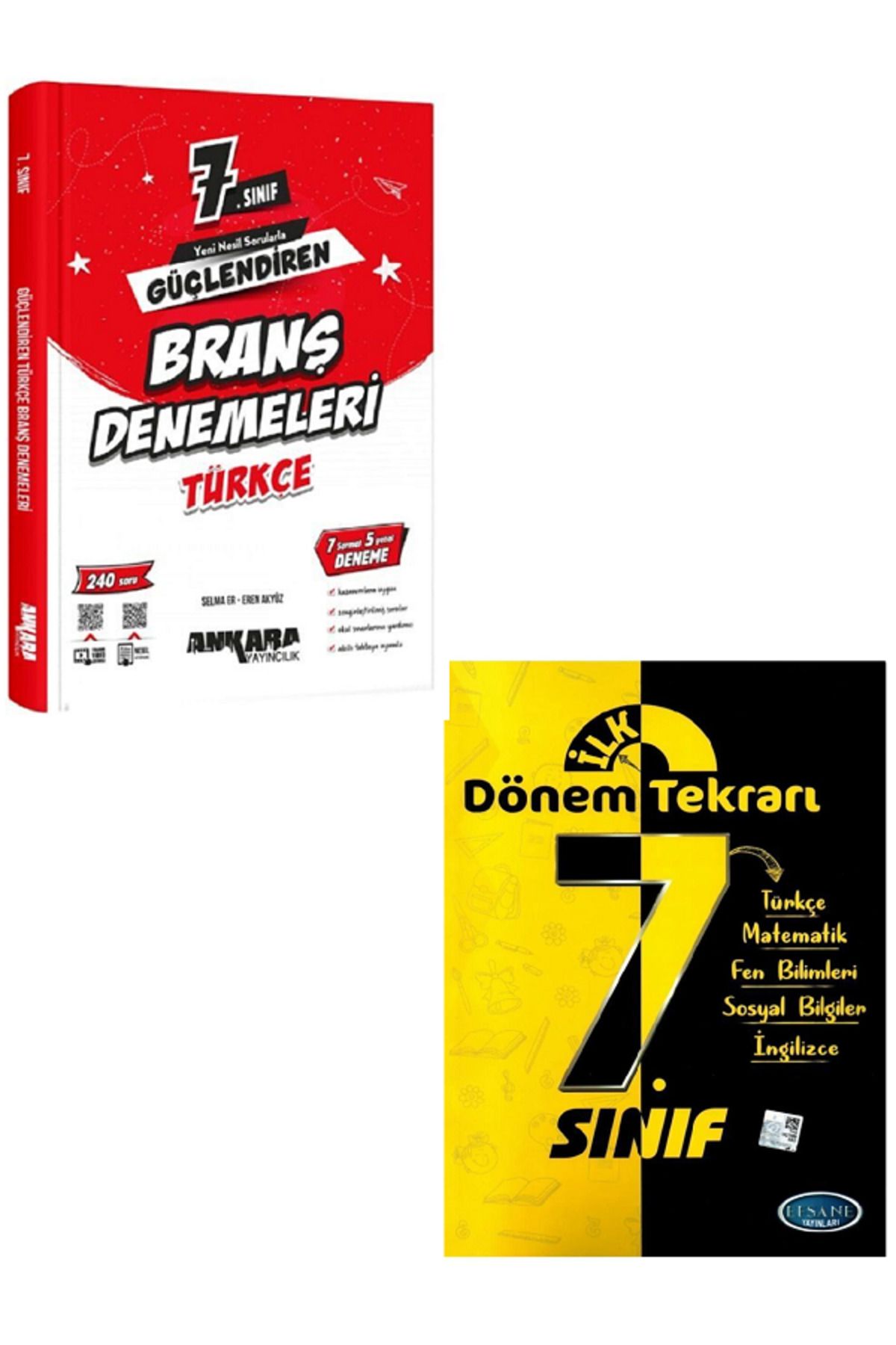 Evrensel İletişim Yayınları 7.Sınıf Ankara Güçlendiren TÜRKÇE Branş Denemeleri + 7.Sınıf Dönem Tekrarı Tüm Dersler / 2 KİTAP