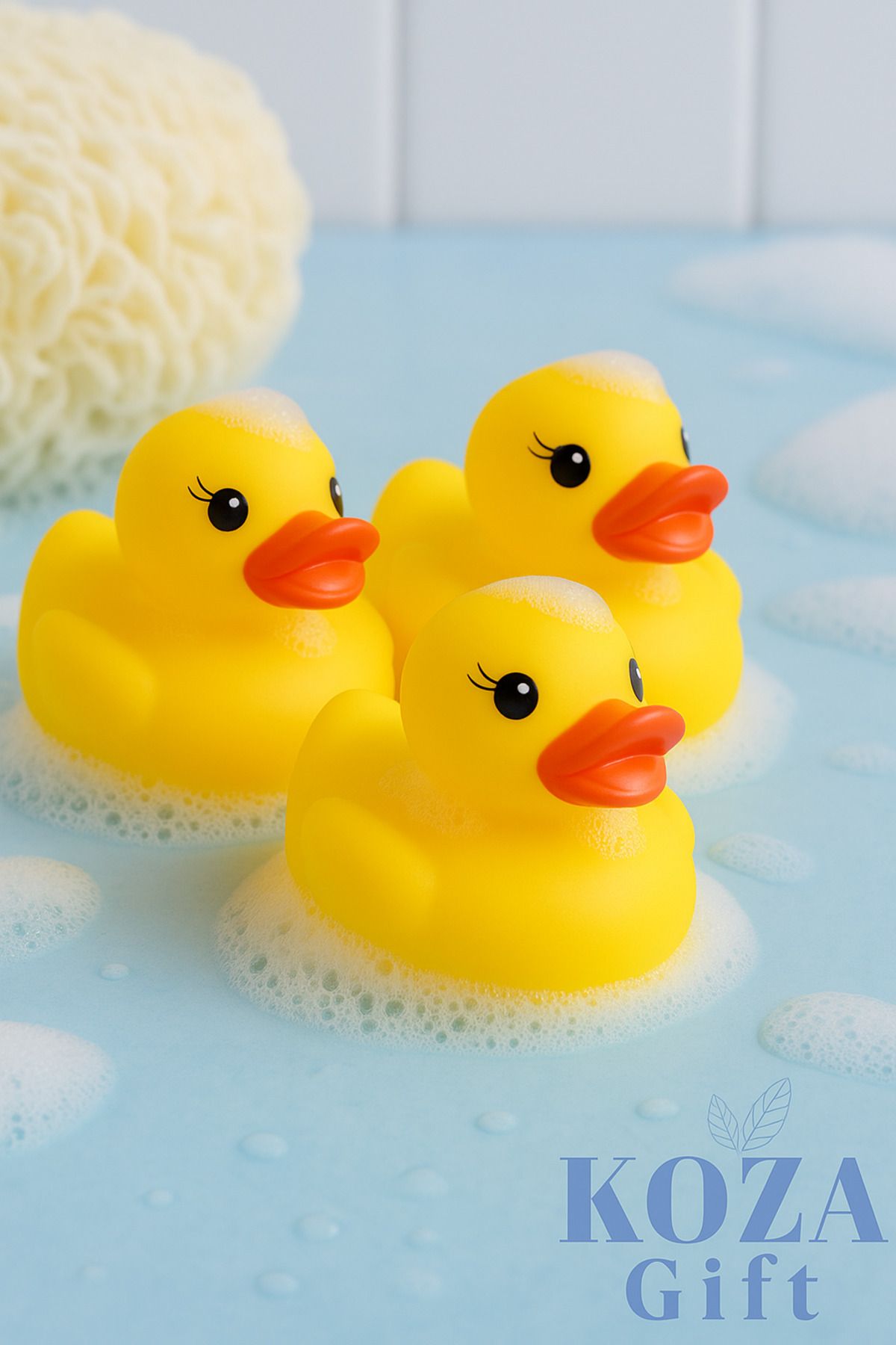 AboutThePerfect Sarı Mini Ördek Vinil Set, Sesli Bebek ve Çocuk Banyo ile Havuz Oyuncağı