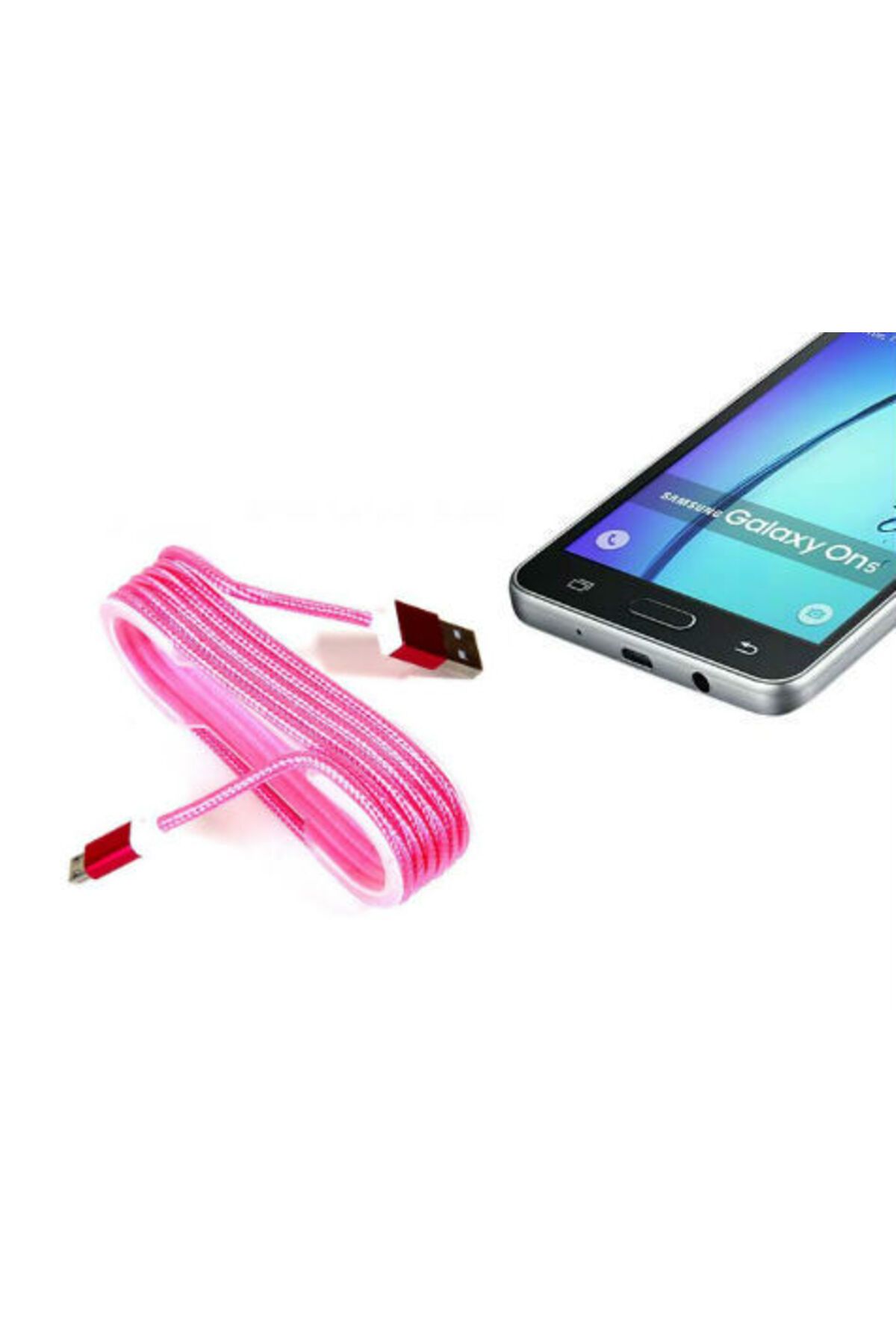Kanonik Education Android Örgü Şeklinde Renkli Çelik Şarj Data Kablosu - Pembe