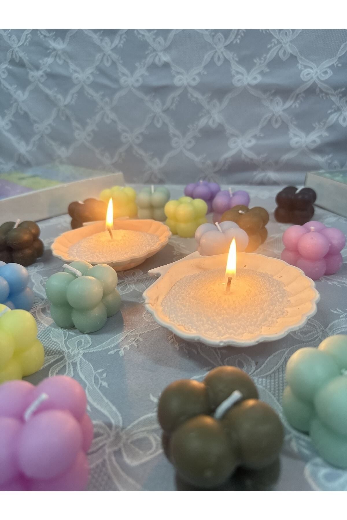 DEKORANLA Vanilya aromalı inci tozu mum seti, 30 fitil, 250 gr, saf beyaz şıklık