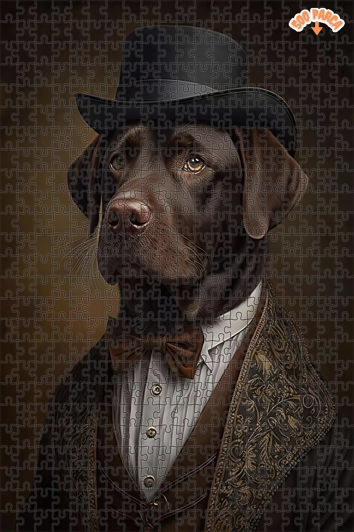 Elioure ARZU GÜL Şık Şapkalı Şövalye Dekoratif Çift Katlı Çerçeveli Asılabilir Ahşap Puzzle 500 PARÇA 50X30