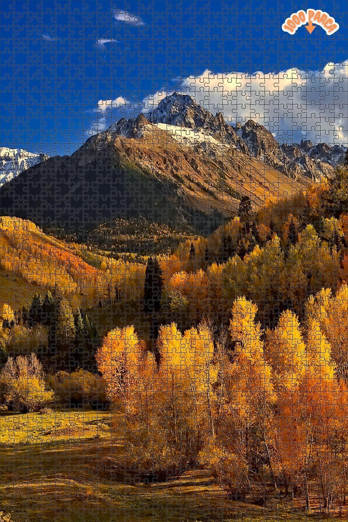 Elioure TR Sonbahar Altın Zirveler Dekoratif Çift Katlı Çerçeveli Asılabilir Ahşap Puzzle 1000 PARÇA 70X50
