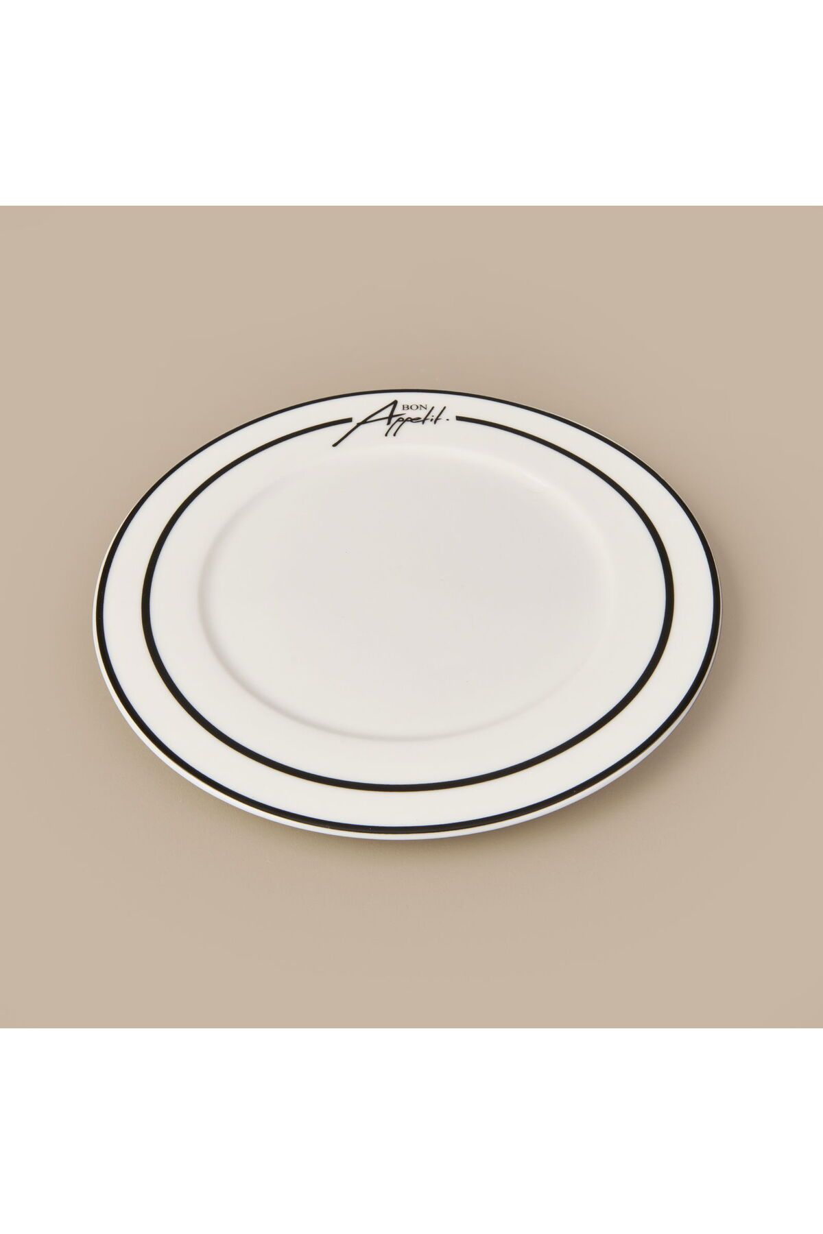 ASPARTAM Kitchen Elegant Curves Porselen Servis Tabağı - Siyah / Beyaz - 25 cm