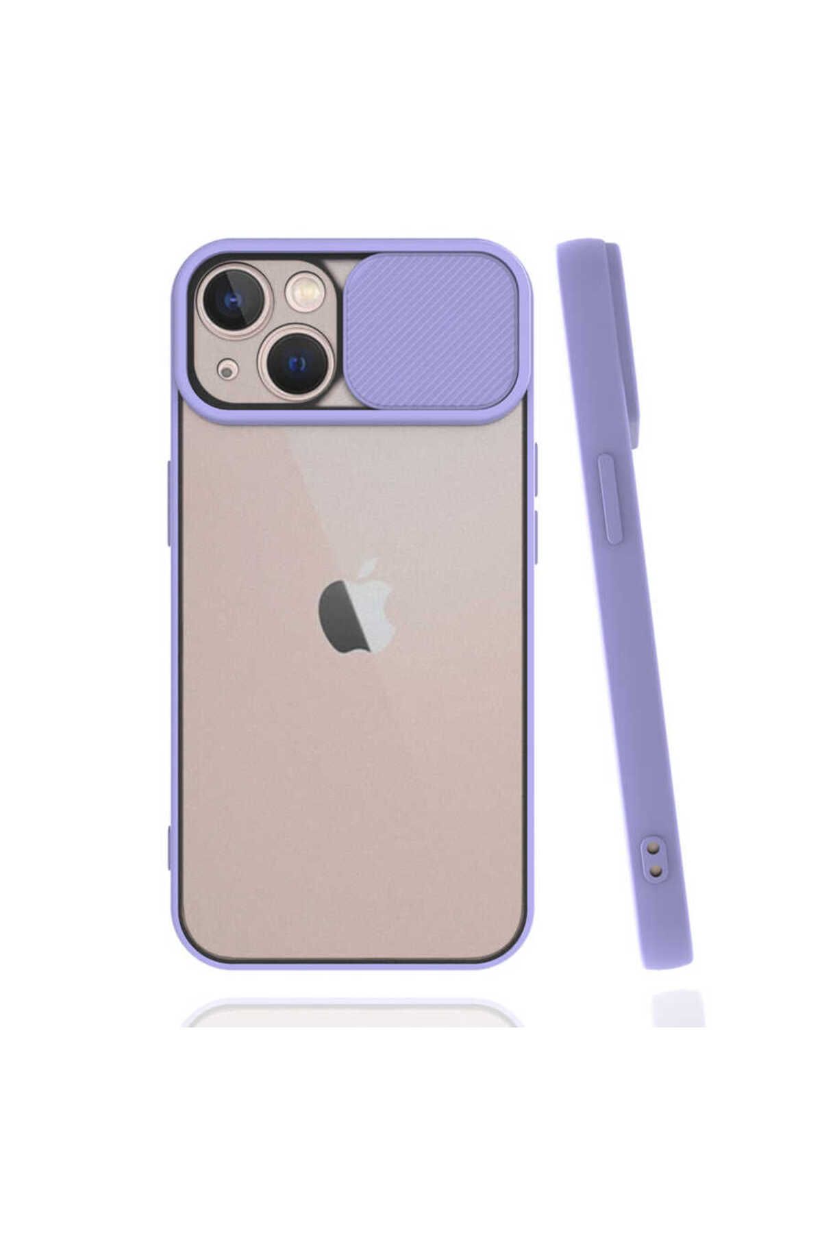 halkhouse Apple iPhone 13 Kılıf Kamera Korumalı Sürgülü Renkli Sert Esnek Silikon Lensi Kapak