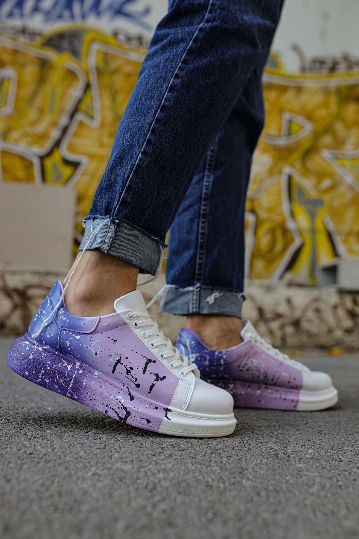 KEREM YAPI MARKET CH254 CBT Pittura Erkek Ayakkabı 447 BEYAZ / MOR