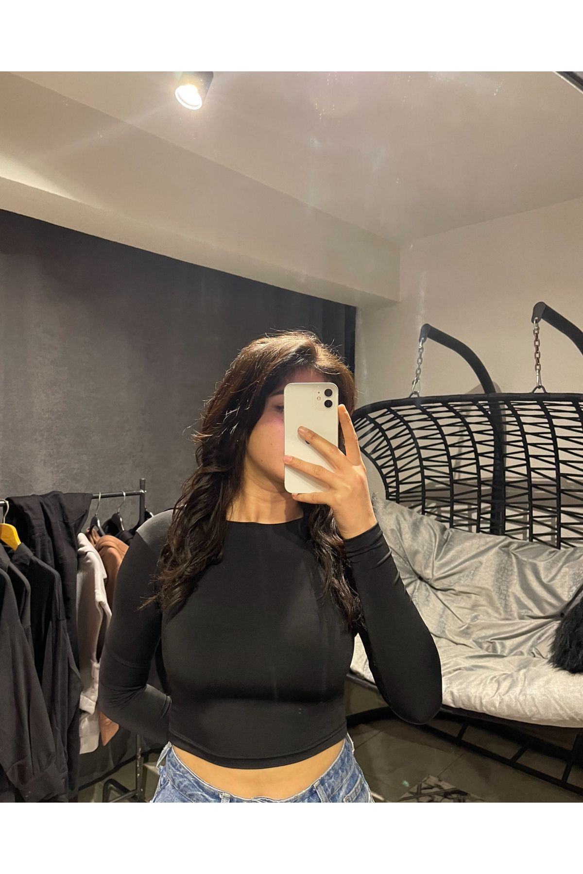 Kozayf Sırt Dekolteli Siyah Crop