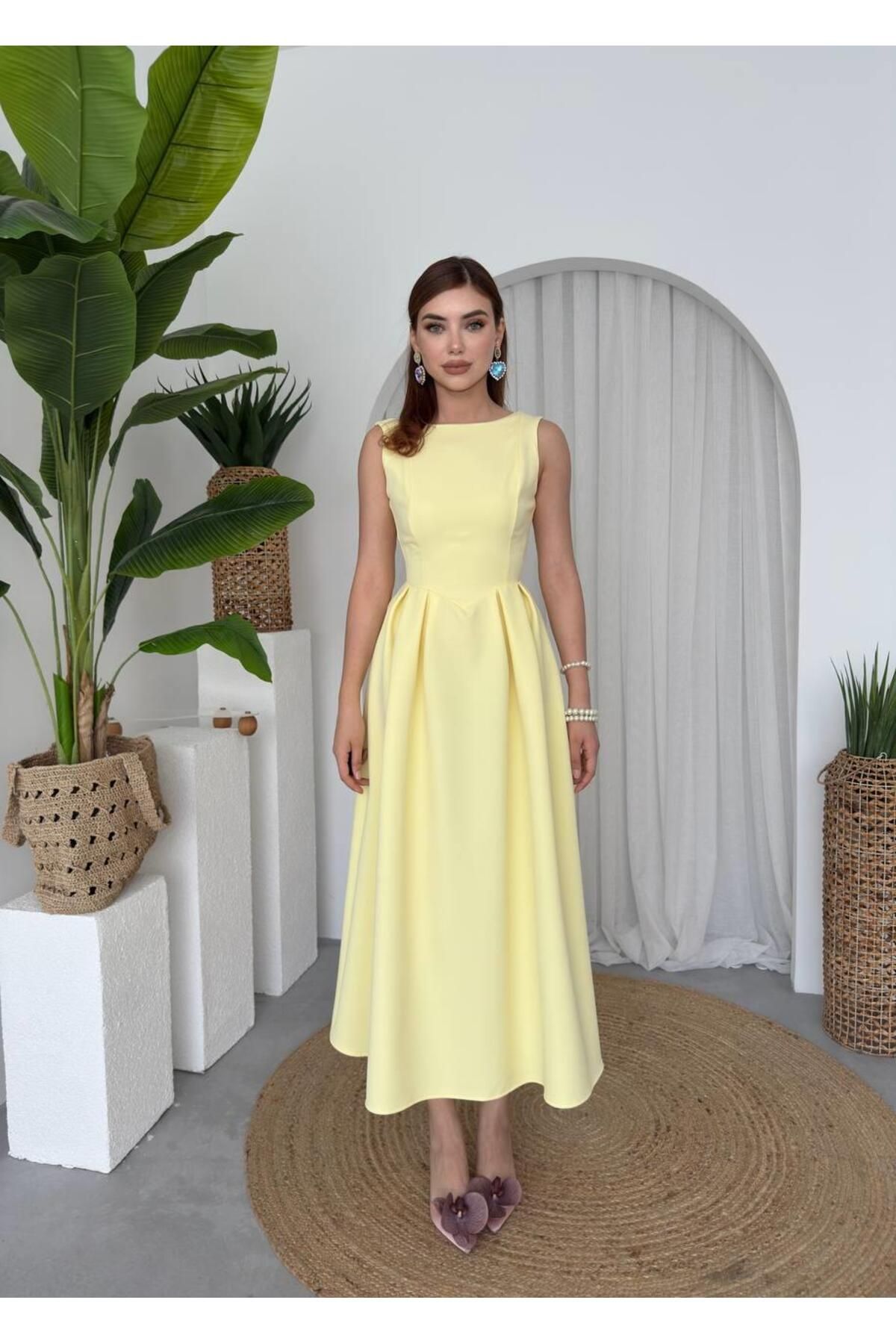 conconmoda Bea Midi Atlas Uzun Elbise