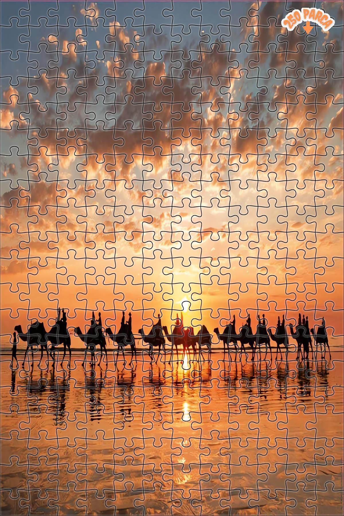 Elioure ARZU GÜL Cable Beach te Günbatımı Dekoratif Çift Katlı Çerçeveli Asılabilir Ahşap Puzzle 250 PARÇA