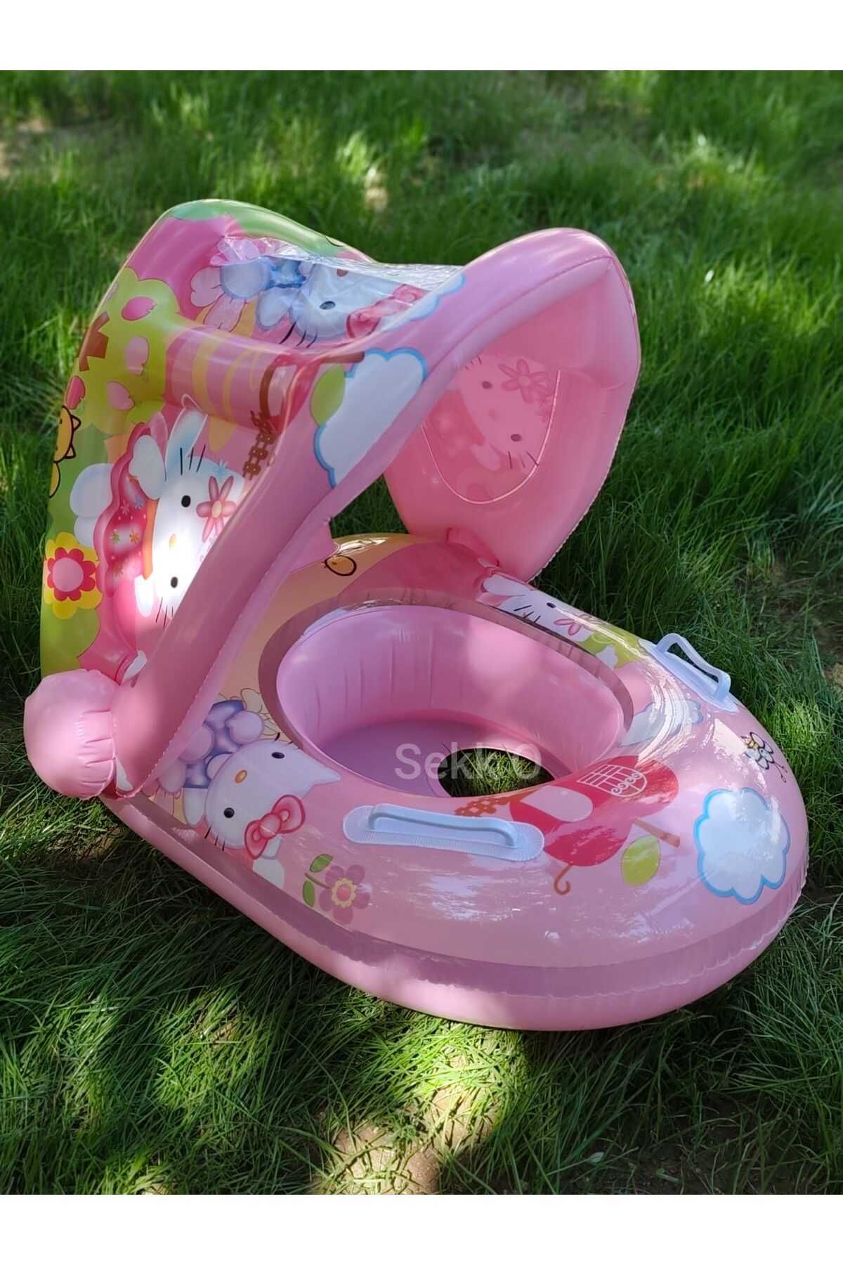 AboutThePerfect Pembe Şişme Bebek Flotörü, Oval Havuz Simidi, Güvenli ve Eğlenceli yüzme deneyimi