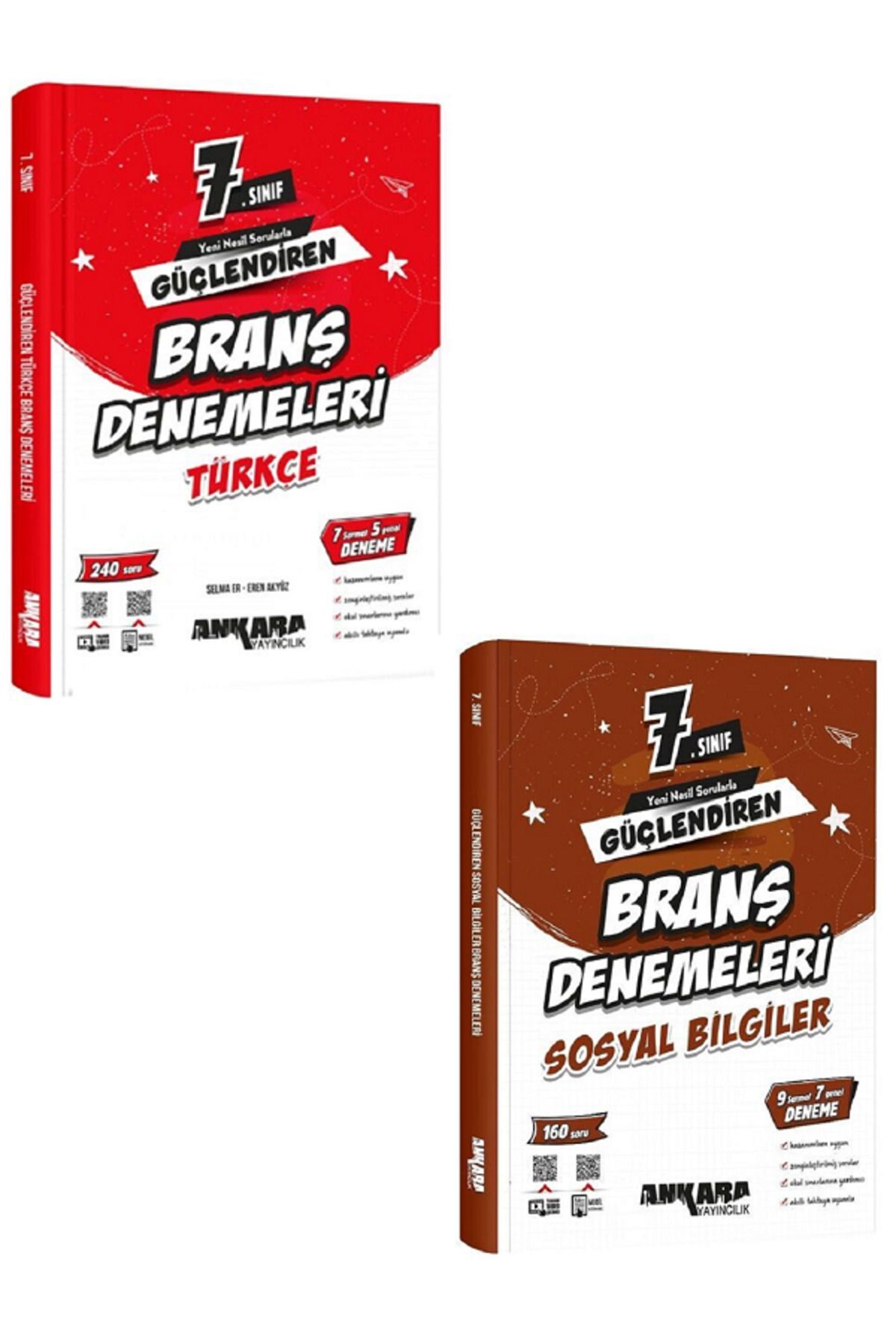 Evrensel İletişim Yayınları 7.Sınıf Ankara Güçlendiren TÜRKÇE + SOSYAL BİLGİLER Branş Denemeleri / 400 Soru - 2 KİTAP