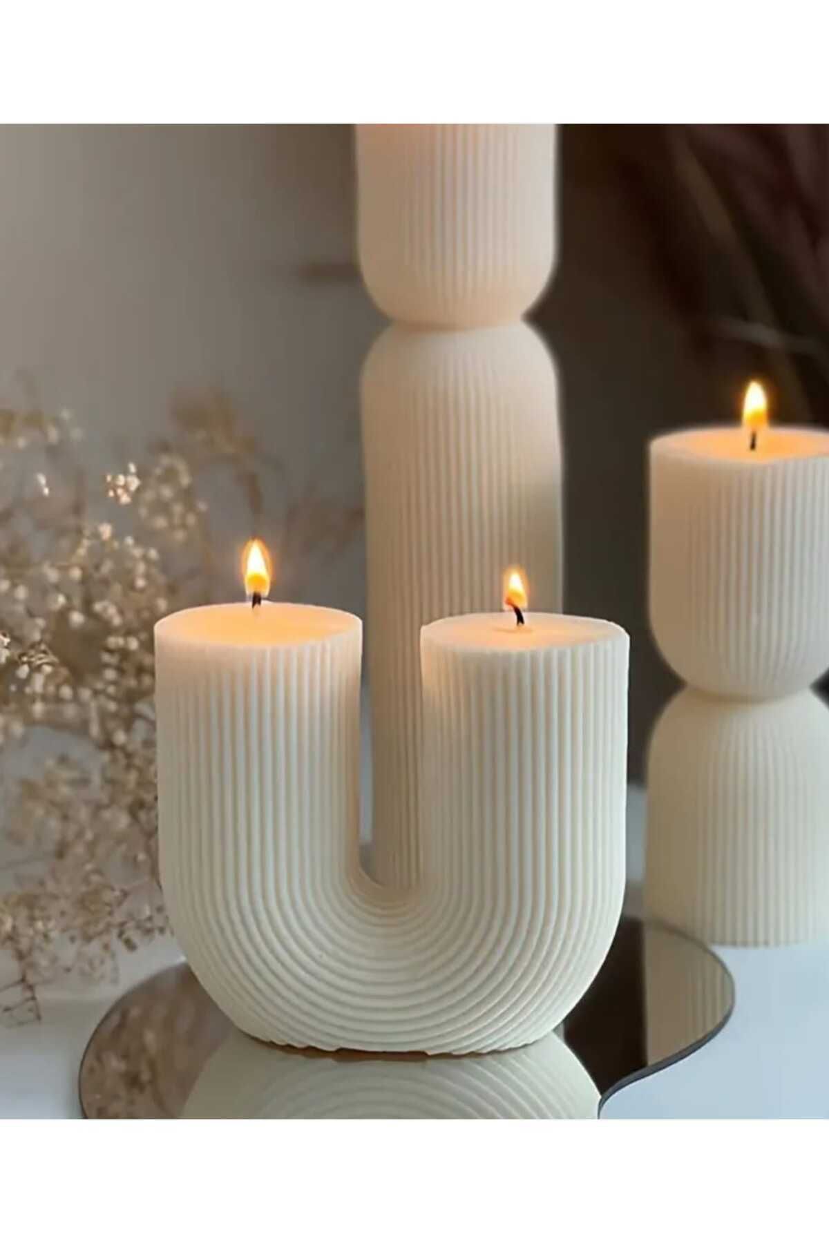 DEKORANLA 3'lü Kalpli Sevgi Dolu Doğal Soya Mum Seti, Romantik ve Sıcak Atmosfer Yanı.