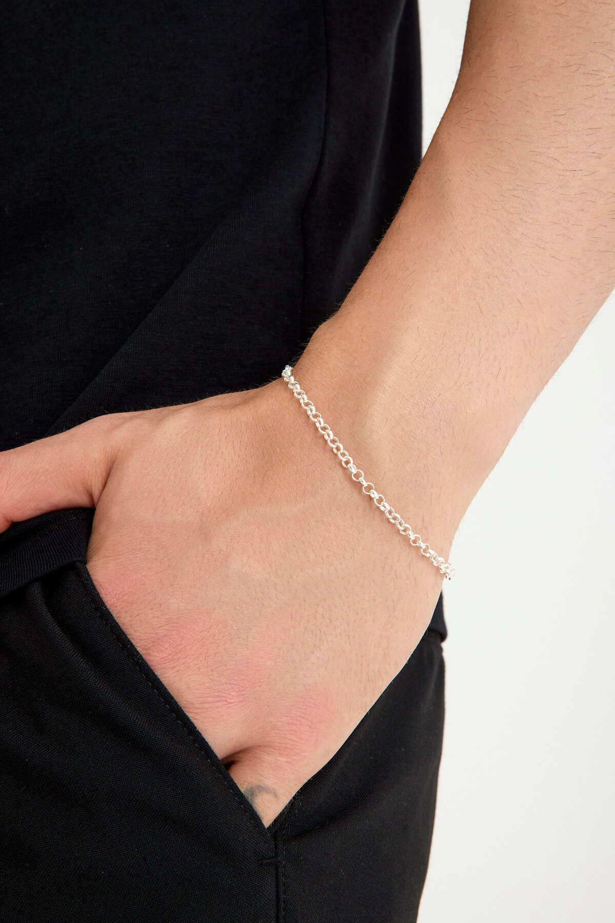 ANDA 925 Ayar Gümüş Unisex Doç Bileklik Doç Zincir Bileklik 3 mm