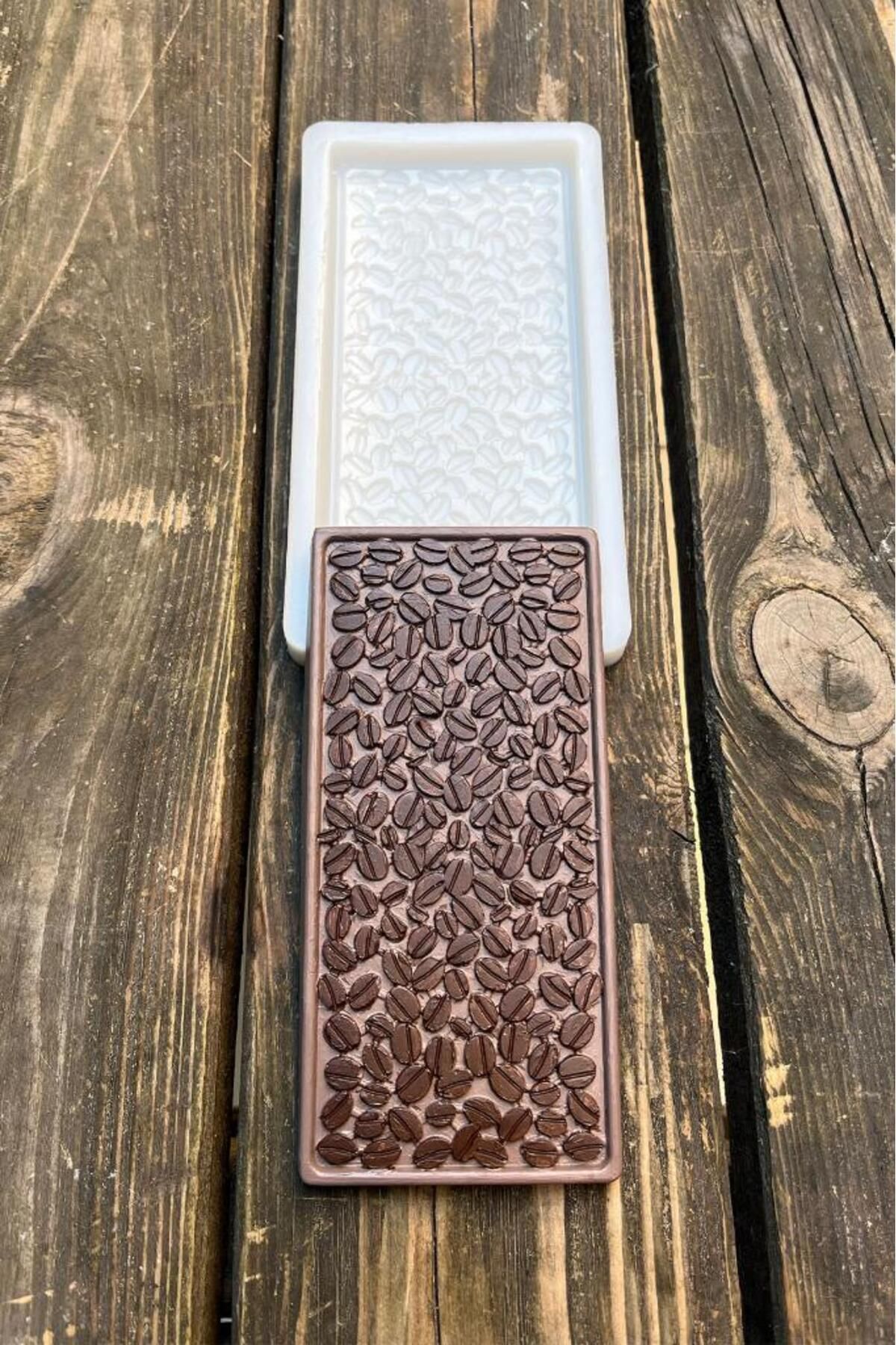 DEKORANLA Kahveli tablet ve çikolata için silikon mum kalıbı, beyaz renk, çok amaçlı kullanım
