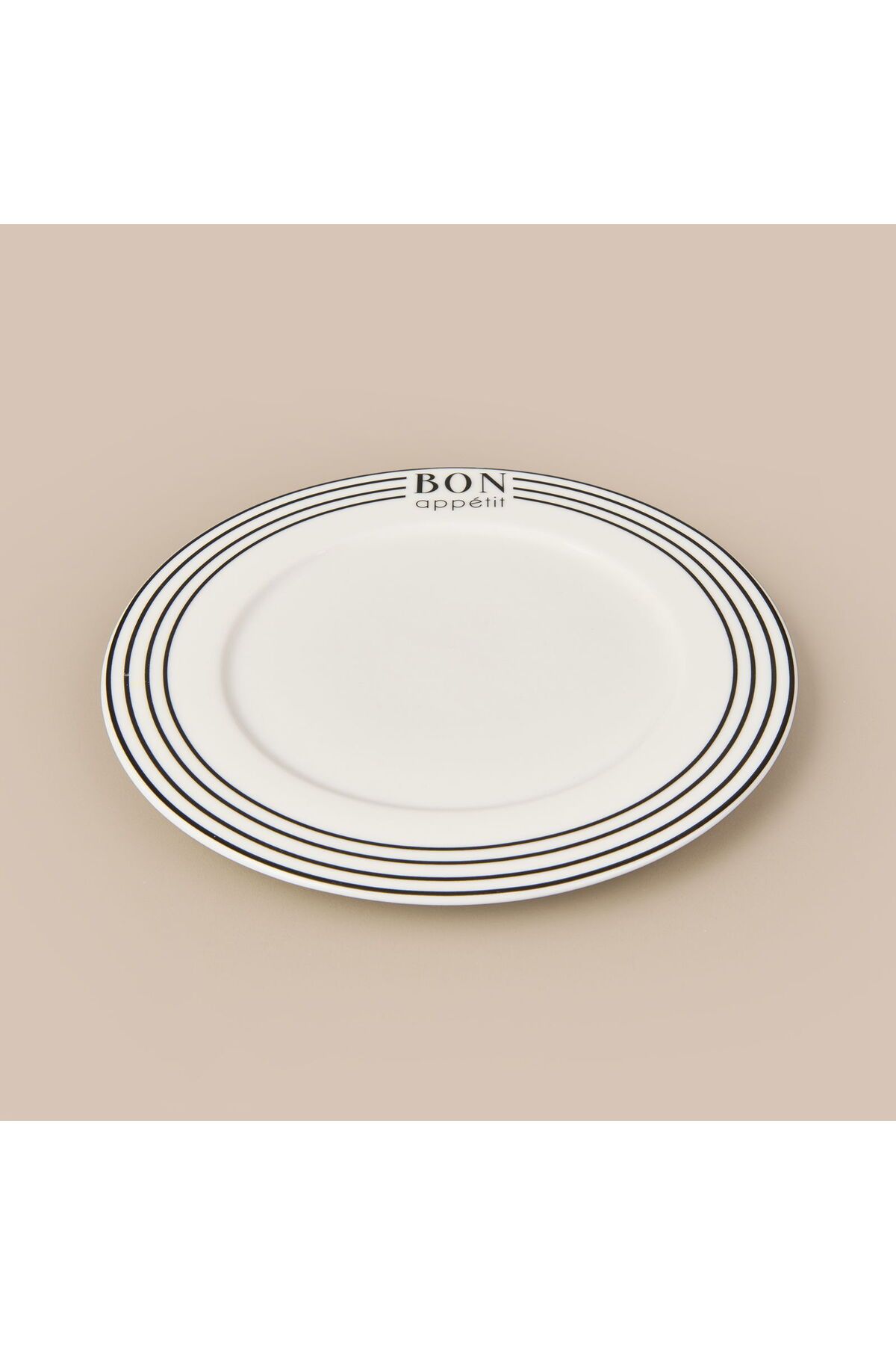 ASPARTAM Kitchen Elegant Curves Porselen Servis Tabağı - Siyah / Beyaz - 25 cm