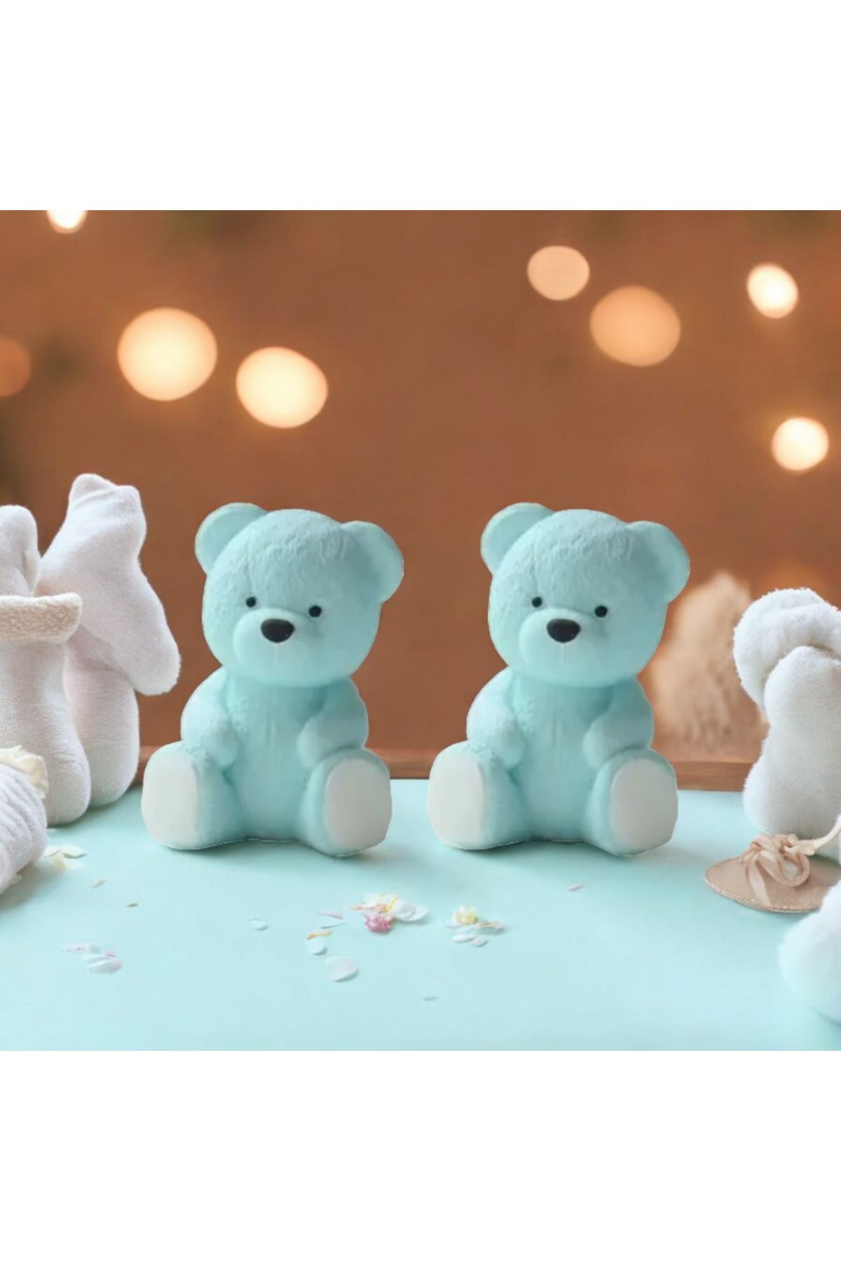 DEKORANLA Mavi 2'li Peluş Ayıcık Silikon Kalıbı, sevimli ve kullanışlı tasarım