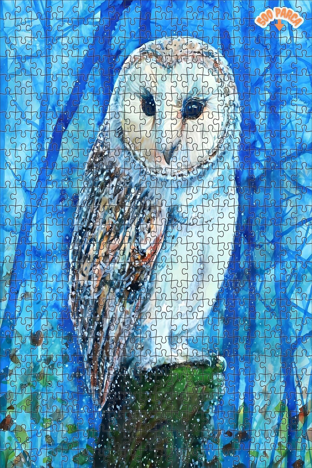 Elioure ARZU GÜL Ayakta Baykuş Dekoratif Çift Katlı Çerçeveli Asılabilir Ahşap Puzzle 500 PARÇA 30X50 TR Tİ