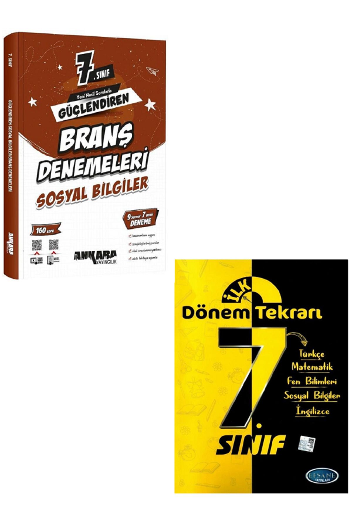 Evrensel İletişim Yayınları 7.Sınıf Ankara Güçlendiren Sosyal Bilgiler Branş Denemeleri + Dönem Tekrarı Tüm Dersler / 2 KİTAP
