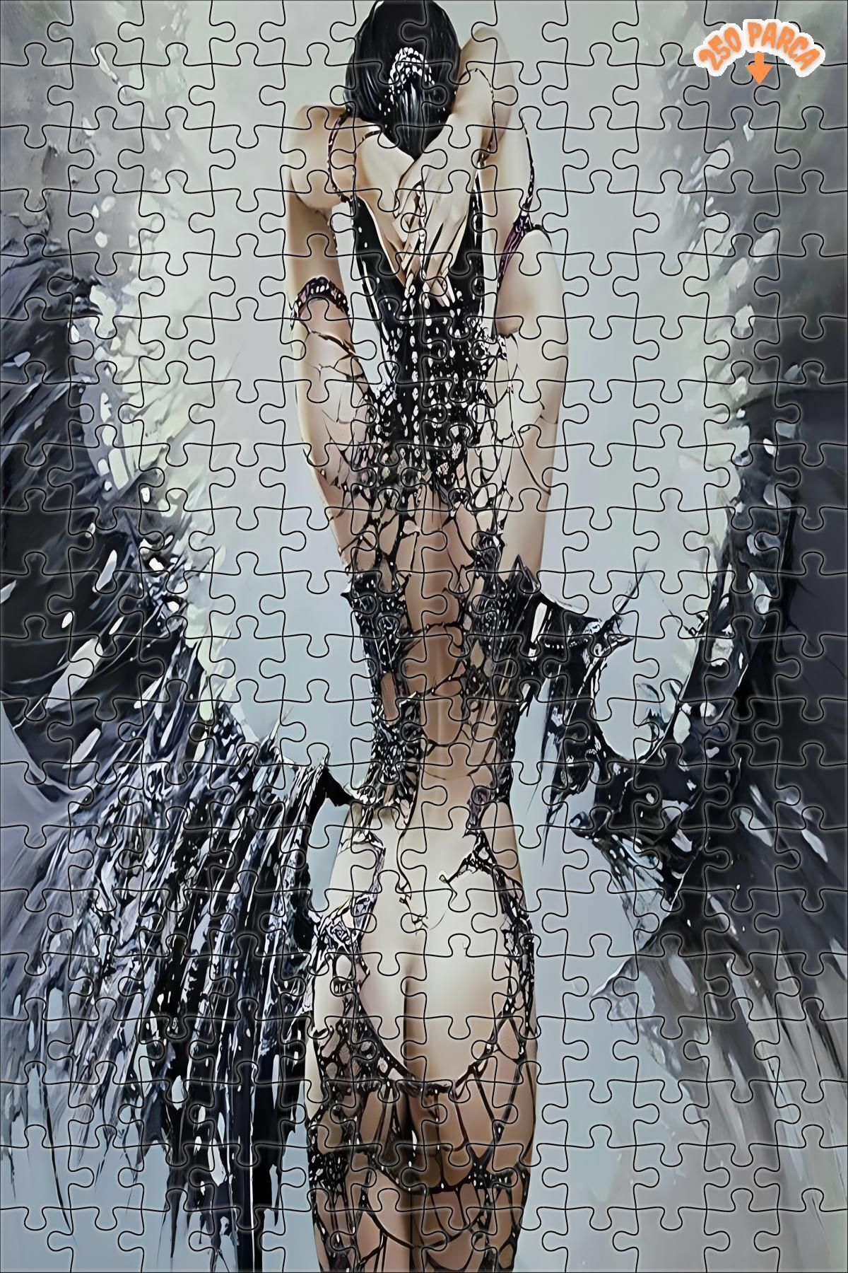 Elioure TR Çıplak Melek Kanatları Dekoratif Çift Katlı Çerçeveli Asılabilir Ahşap Puzzle 250 PARÇA 30X30 AR