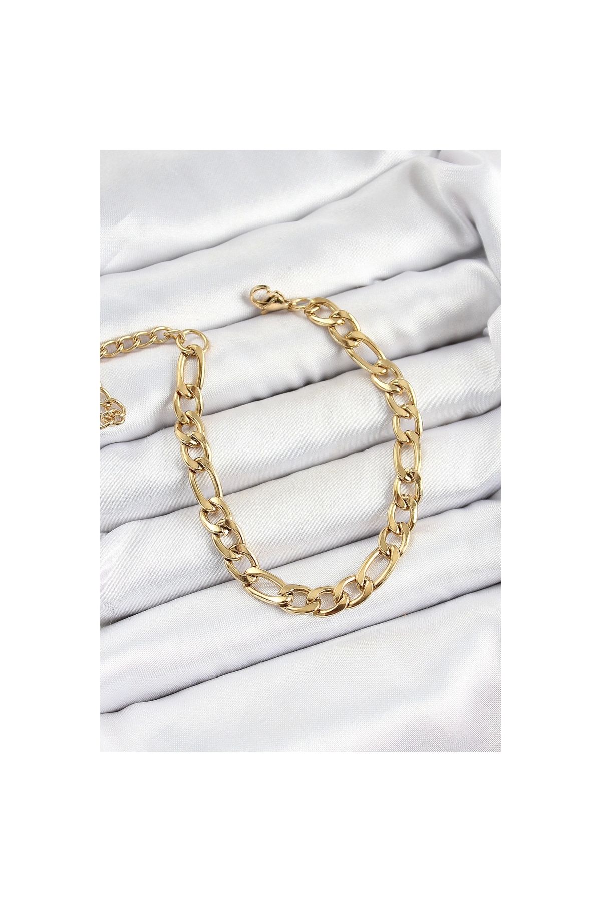 Marsilyan 316L Çelik Gold Renk Kalın Zincir Erkek Bileklik - TJ-EB3737