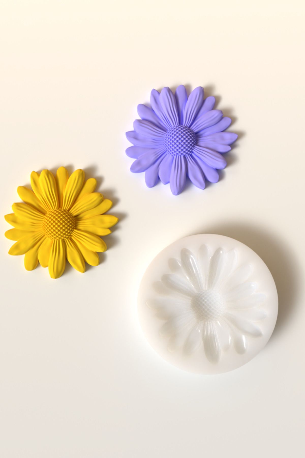 DEKORANLA Beyaz Papatya Çiçek Mum Silikon Kalıp, Soya Wax Mum Yapım Seti