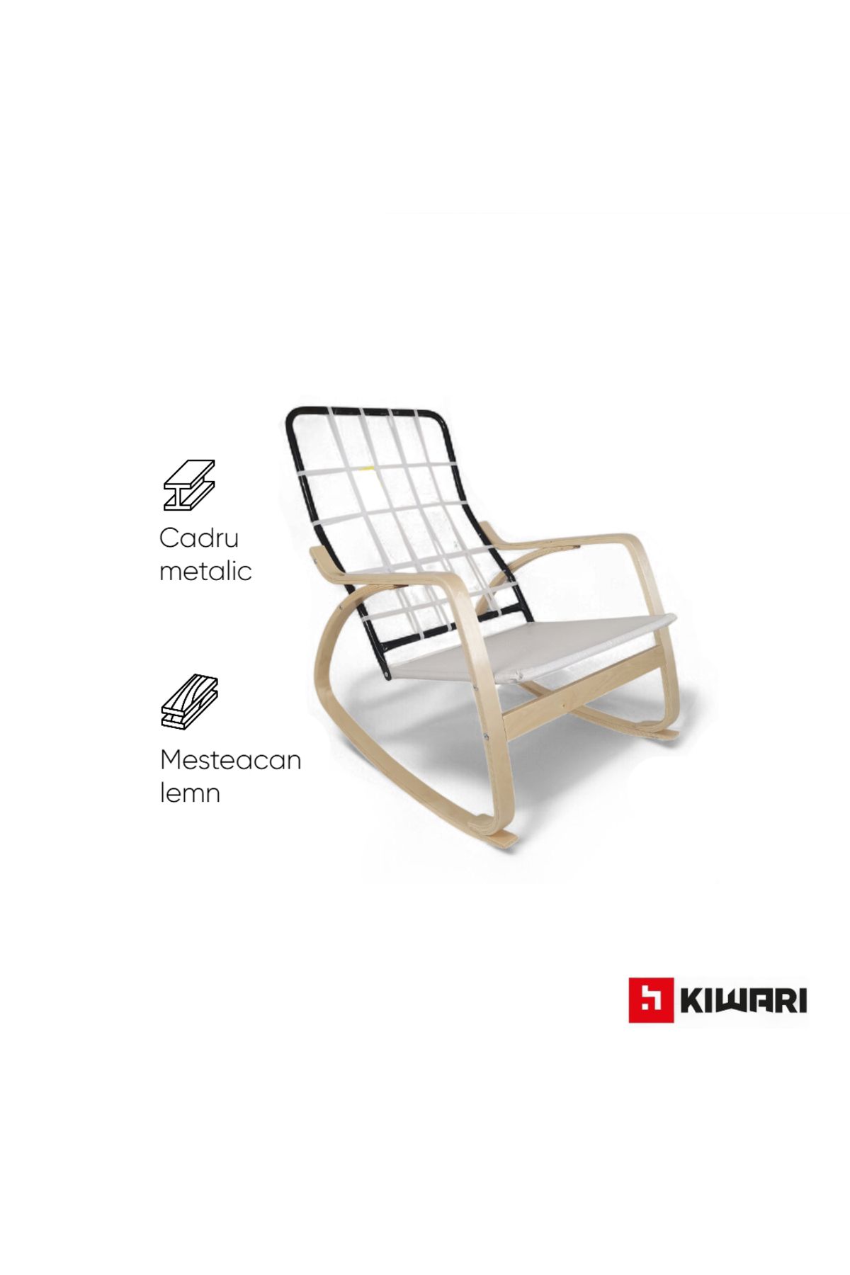 Kiwari-Ergo rocking chair, footrest, metal frame, 94x63x87 cm, polyester, removable cover, Dark Grey 9