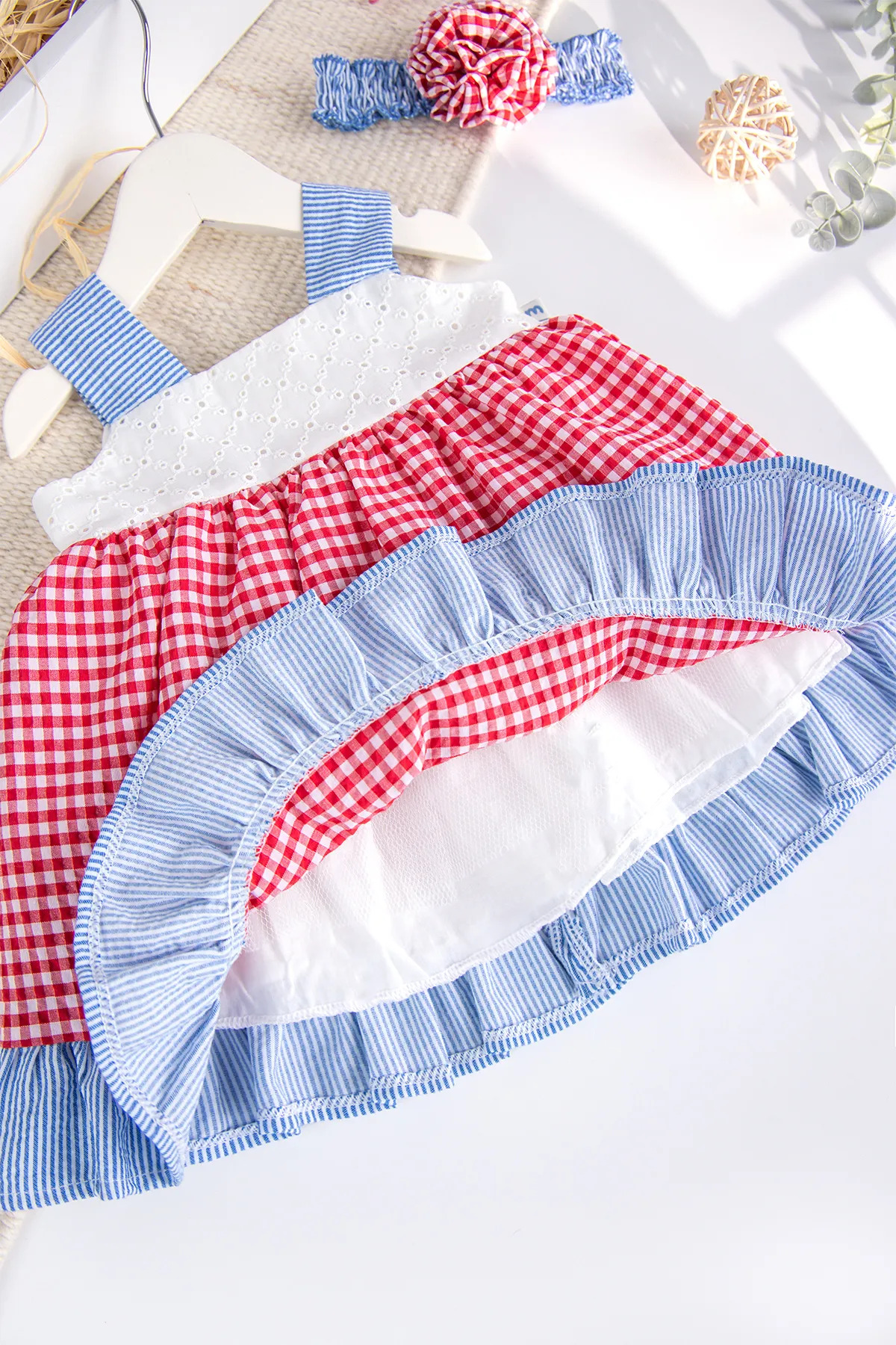 Babymod Bandanalı Askılı Yazlık Kız Bebek Elbise Set fotoğrafı 3 (önizleme)