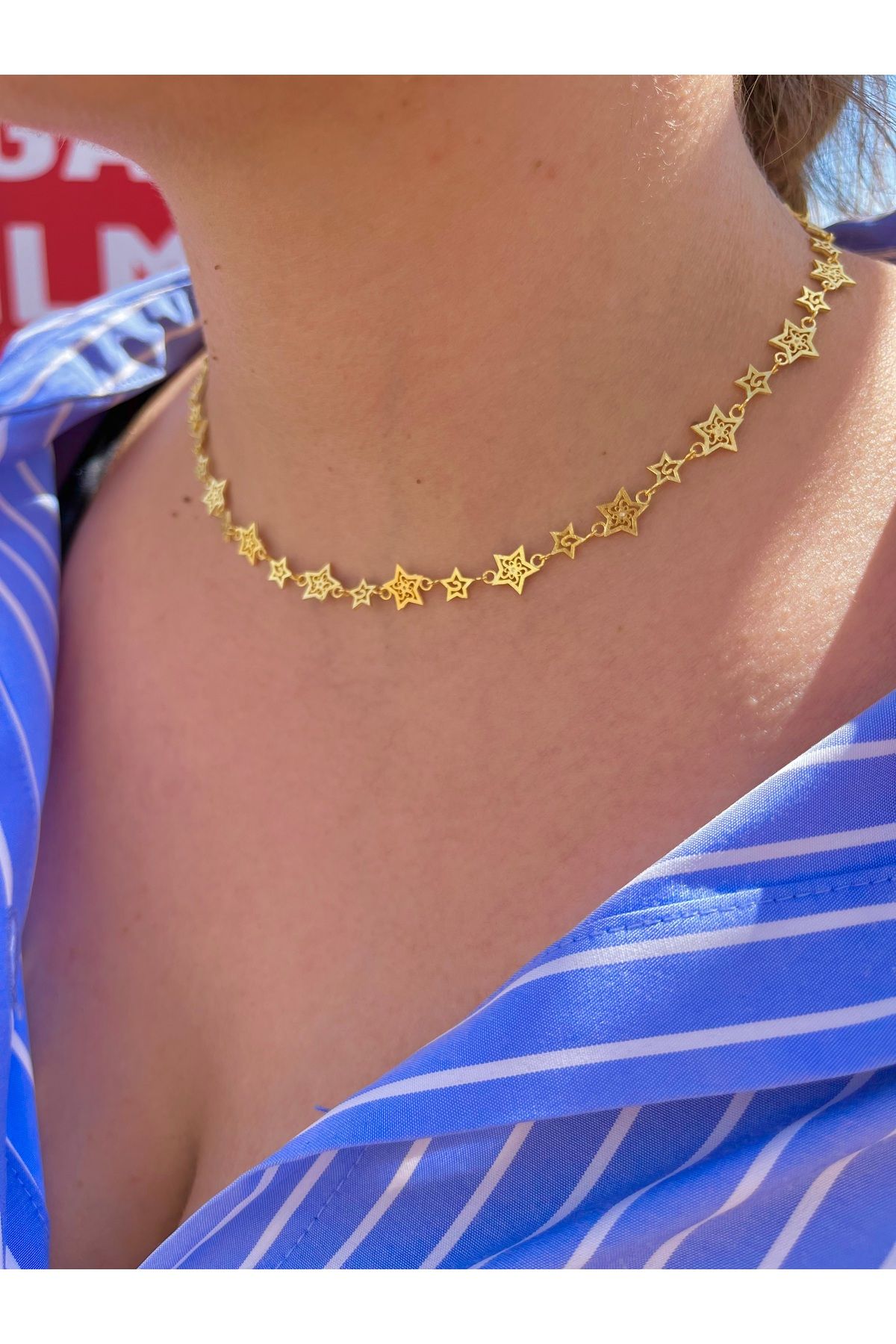 SİRİUS 925 Ayar Gümüş Star Choker Kolye