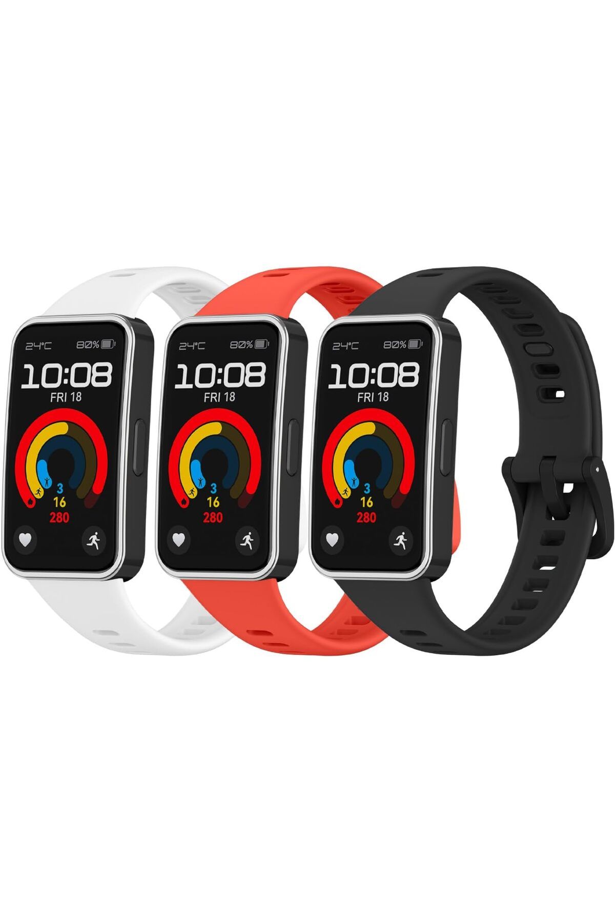 Novatis Huawei Band 8 / Band 9 Uyumlu 3'lü Paket Silikon Kordon Metal Pim ve Tokalı Soft Kayış